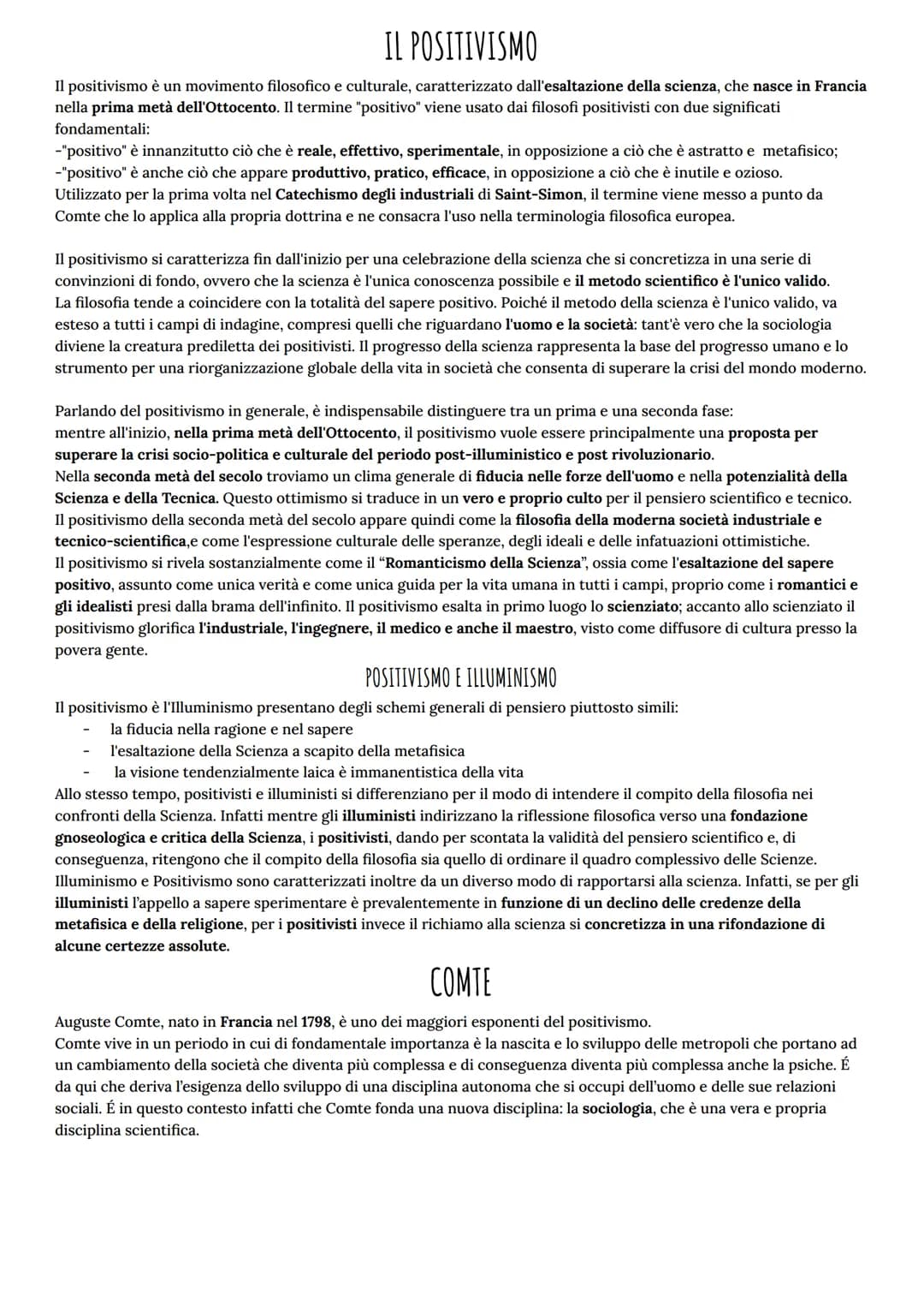 # IL POSITIVISMO

Il positivismo è un movimento filosofico e culturale, caratterizzato dall'esaltazione della scienza, che nasce in Francia

