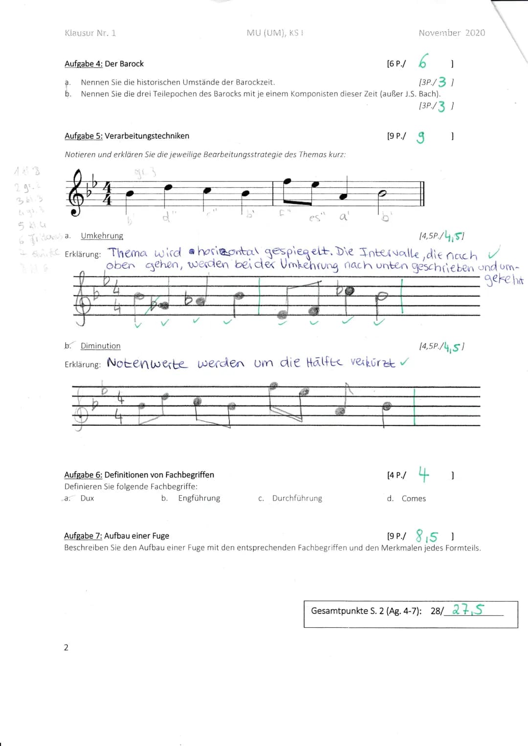 Klausur Nr. 1 MU (UM), KS I November 2020

Vor- und Nachname: Clarissa cerone

Aufgabe 1: Rhythmusdiktat [8P./ 8 1
Notieren Sie den Rhythmus