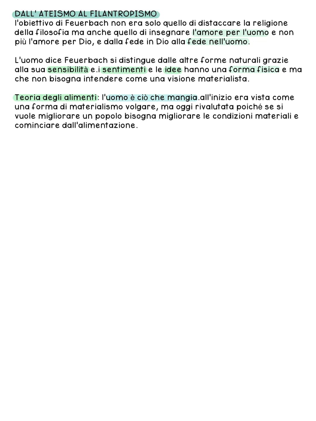 # Feuerbach

Alla morte di Hegel nel 1831 i suoi discepoli continuarono il suo
pensiero ma si divisero in 2 filoni:
- destra formata da teol