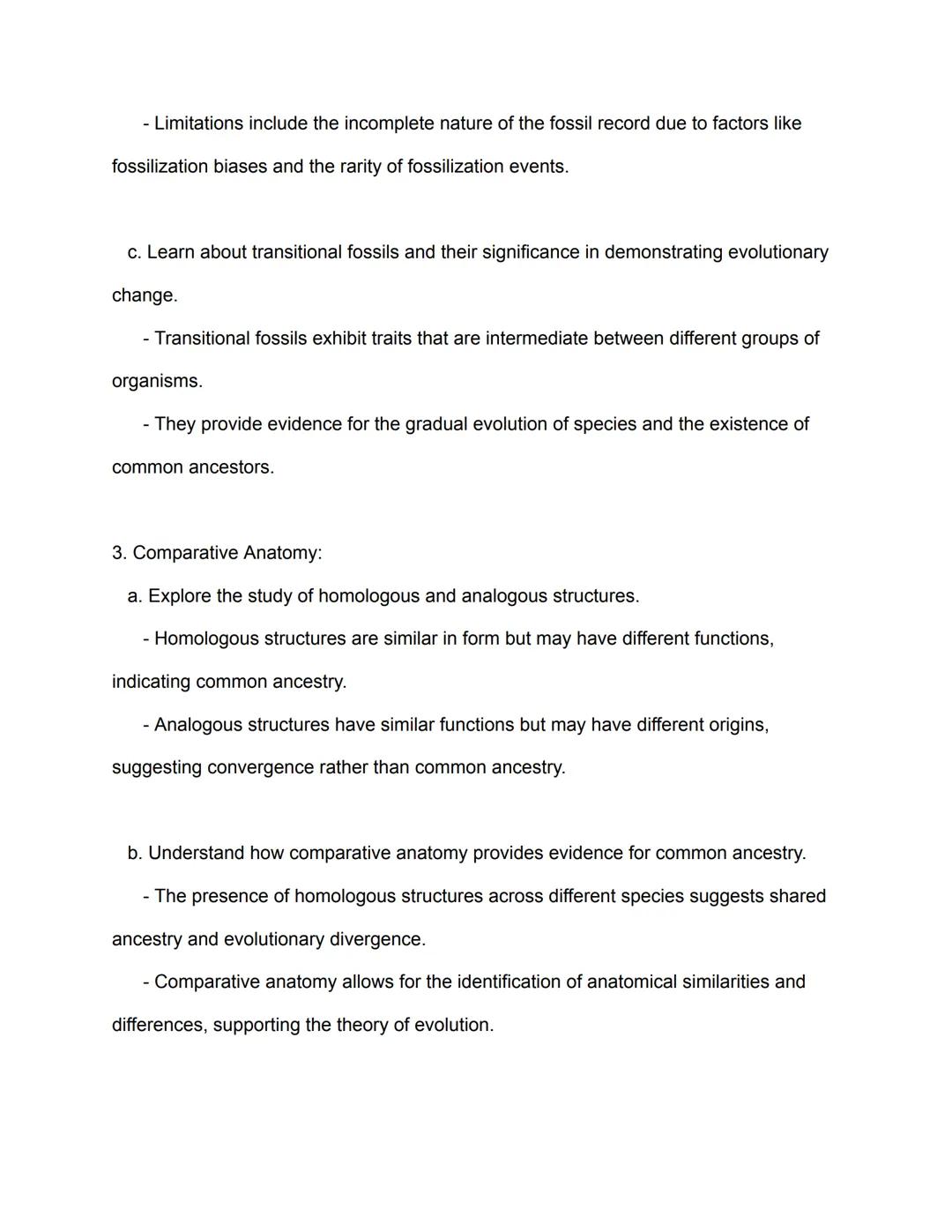 Study Guide: Evidence for Evolution (Biology 5.1)

1. Introduction to Evolution:

a. Define evolution and its importance in biology.

- Evol