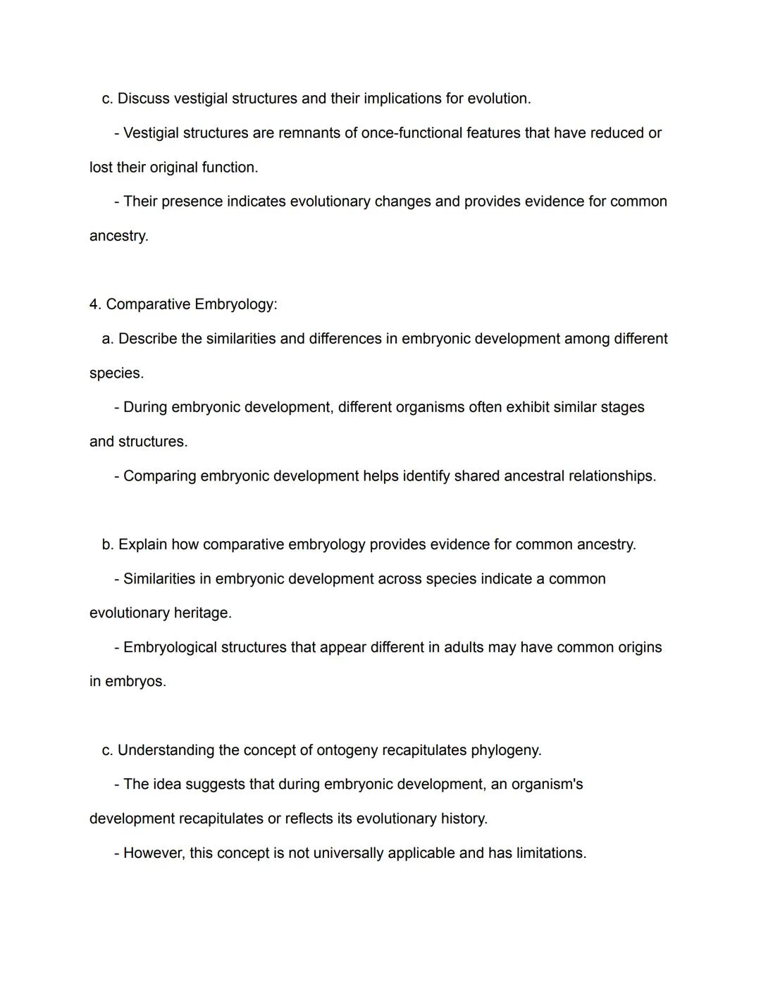 Study Guide: Evidence for Evolution (Biology 5.1)

1. Introduction to Evolution:

a. Define evolution and its importance in biology.

- Evol