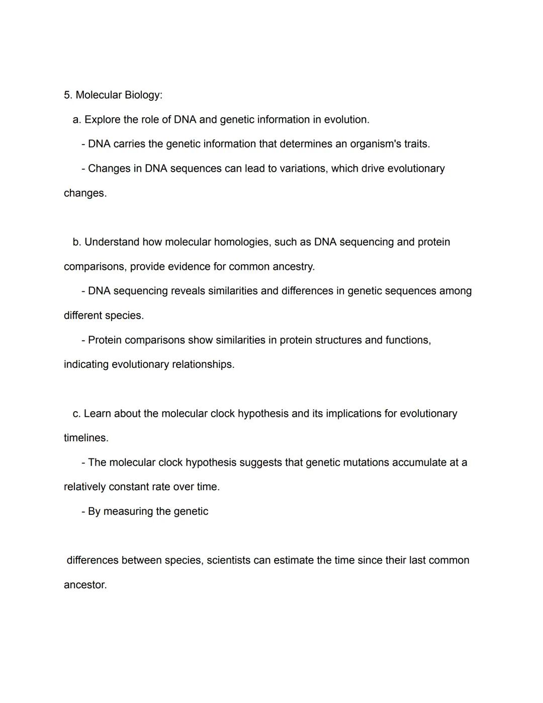 Study Guide: Evidence for Evolution (Biology 5.1)

1. Introduction to Evolution:

a. Define evolution and its importance in biology.

- Evol