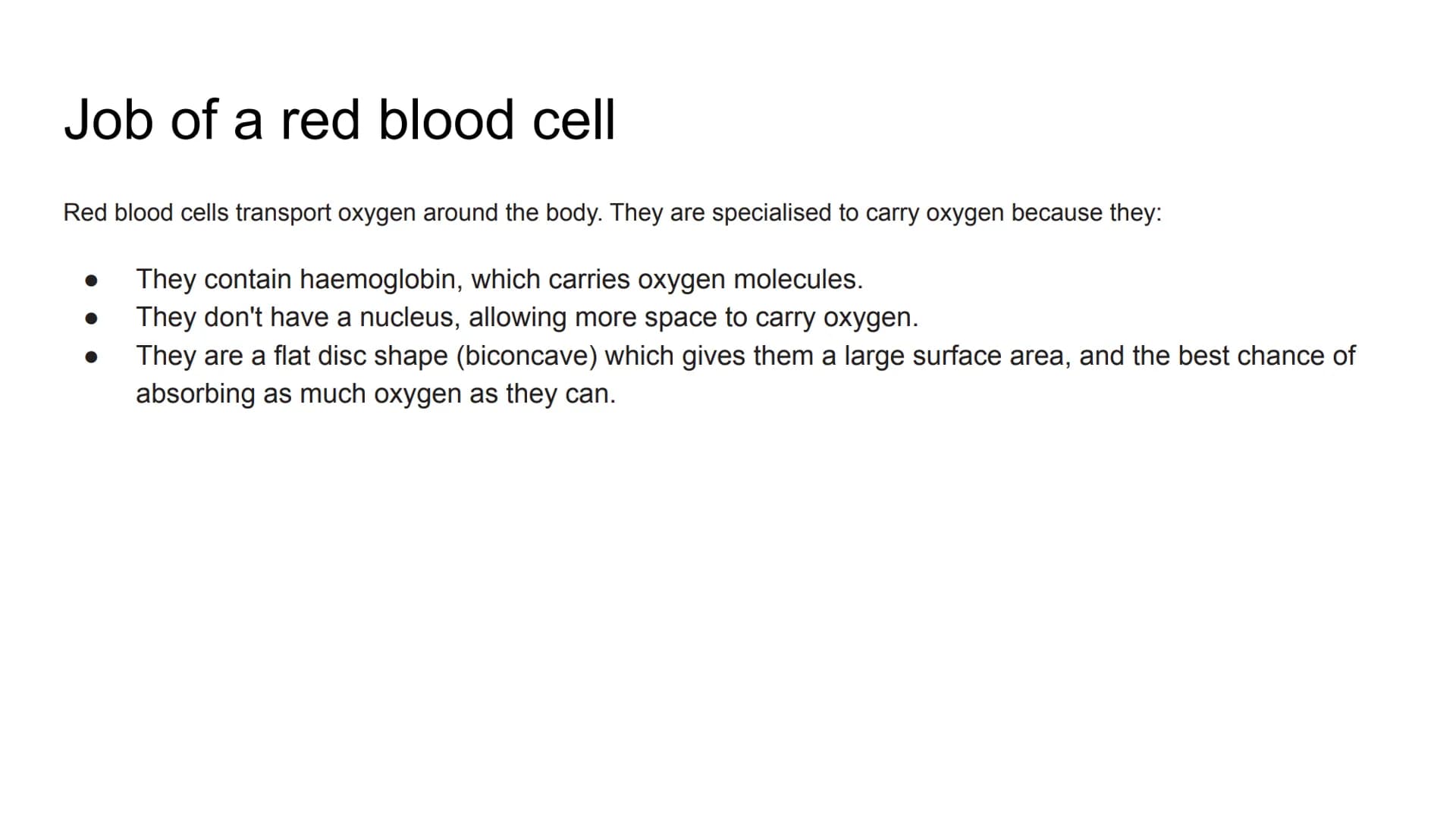 # Red blood cells

By Hannah worley # What is a red blood cell?

Red blood cells have the most important job of carrying oxygen. These cells