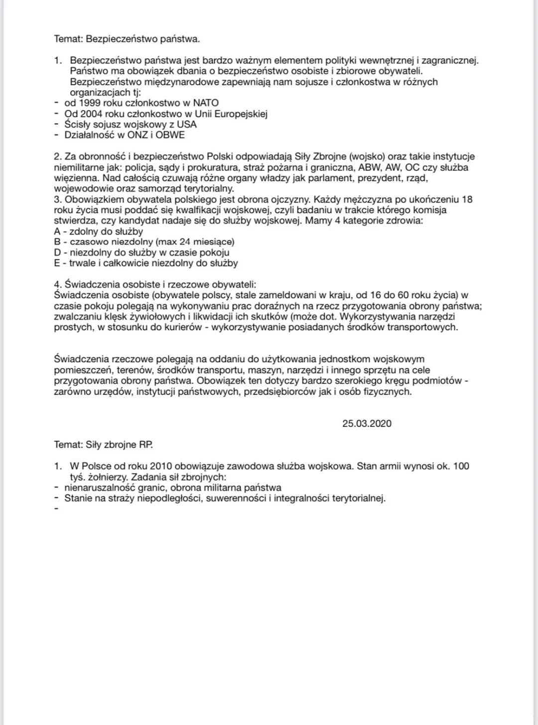 Temat: Bezpieczeństwo państwa.

1.  Bezpieczeństwo państwa jest bardzo ważnym elementem polityki wewnętrznej i zagranicznej.
Państwo ma obow