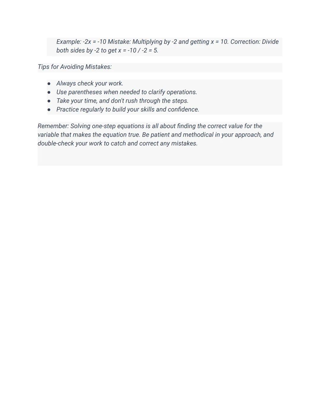 Note Sheet: Finding Mistakes in One-Step Equations

Middle School Math

Understanding One-Step Equations:

• One-step equations are math pro