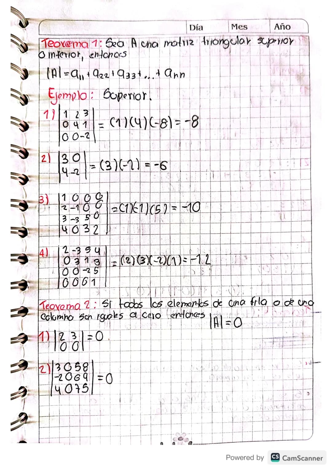 # Clase 16.
# Tercer Corte.
Determinantes.
Día 16 Mes 10 Año 23
•Definición 1: (Deterninantes 2x2)
Sea A
A= ai bi entonces det (A)=aiba-azb.