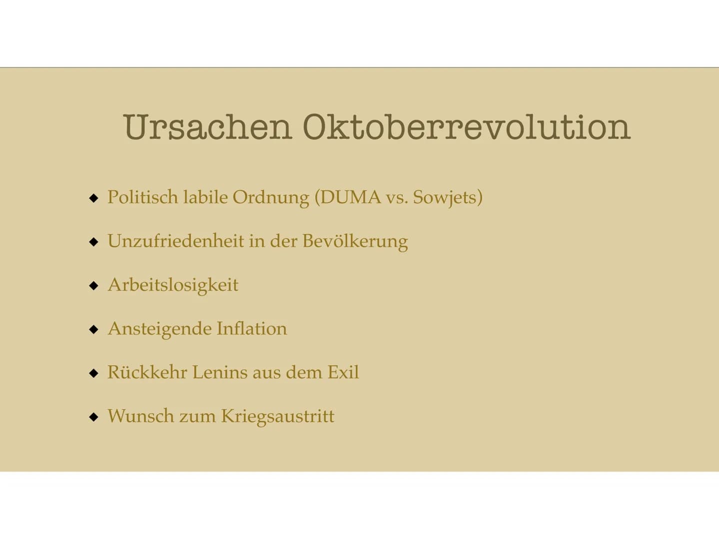 Ursachen und Anlässe für eine Revolution # Inhaltsverzeichnis

◆ Russland in der Industrialisierung

◆ Vorwissen

◆ Ursachen Februarrevoluti