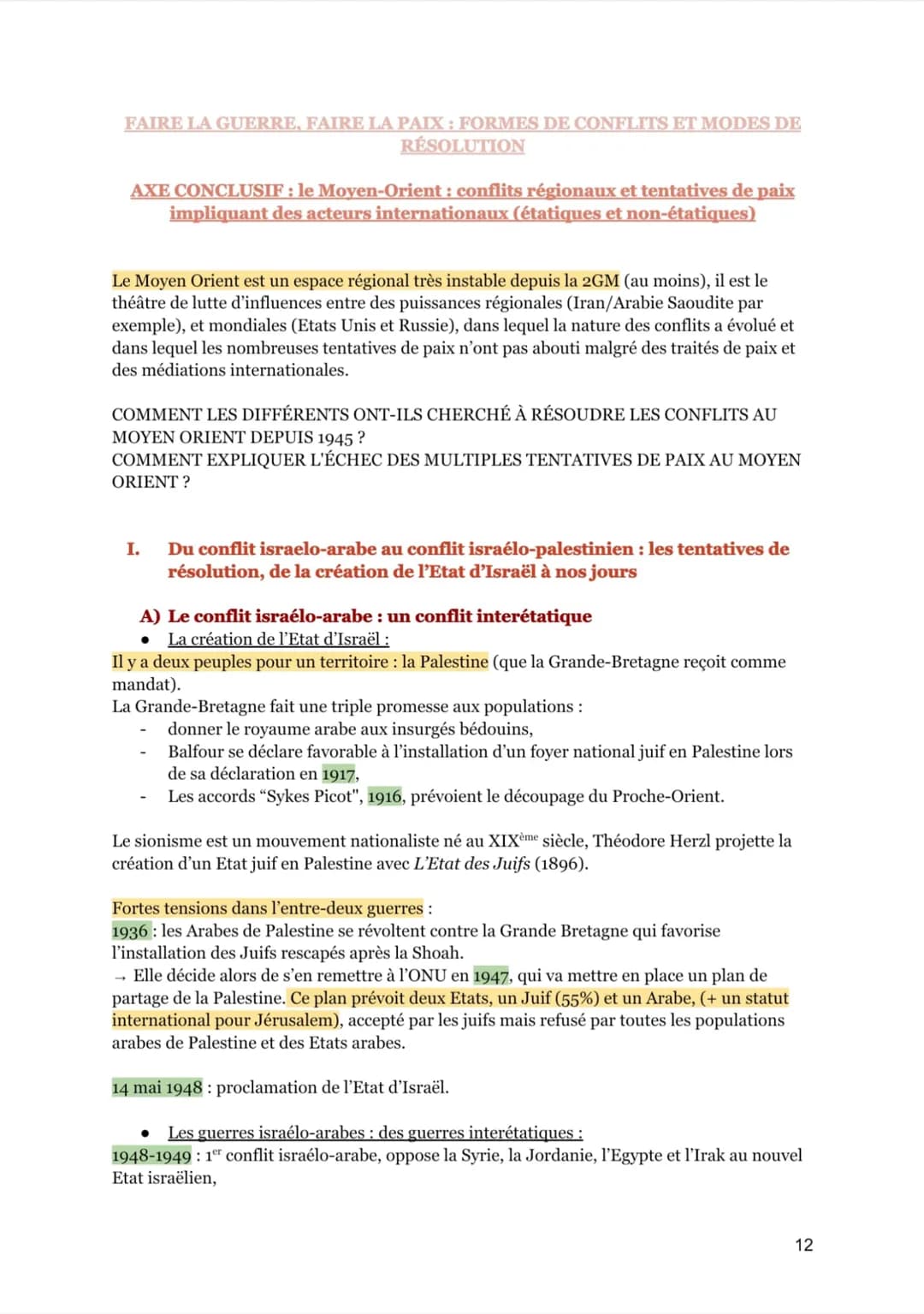# FAIRE LA GUERRE, FAIRE LA PAIX: FORMES DE CONFLITS ET MODES DE
RÉSOLUTION

AXE CONCLUSIF: le Moyen-Orient: conflits régionaux et tentative