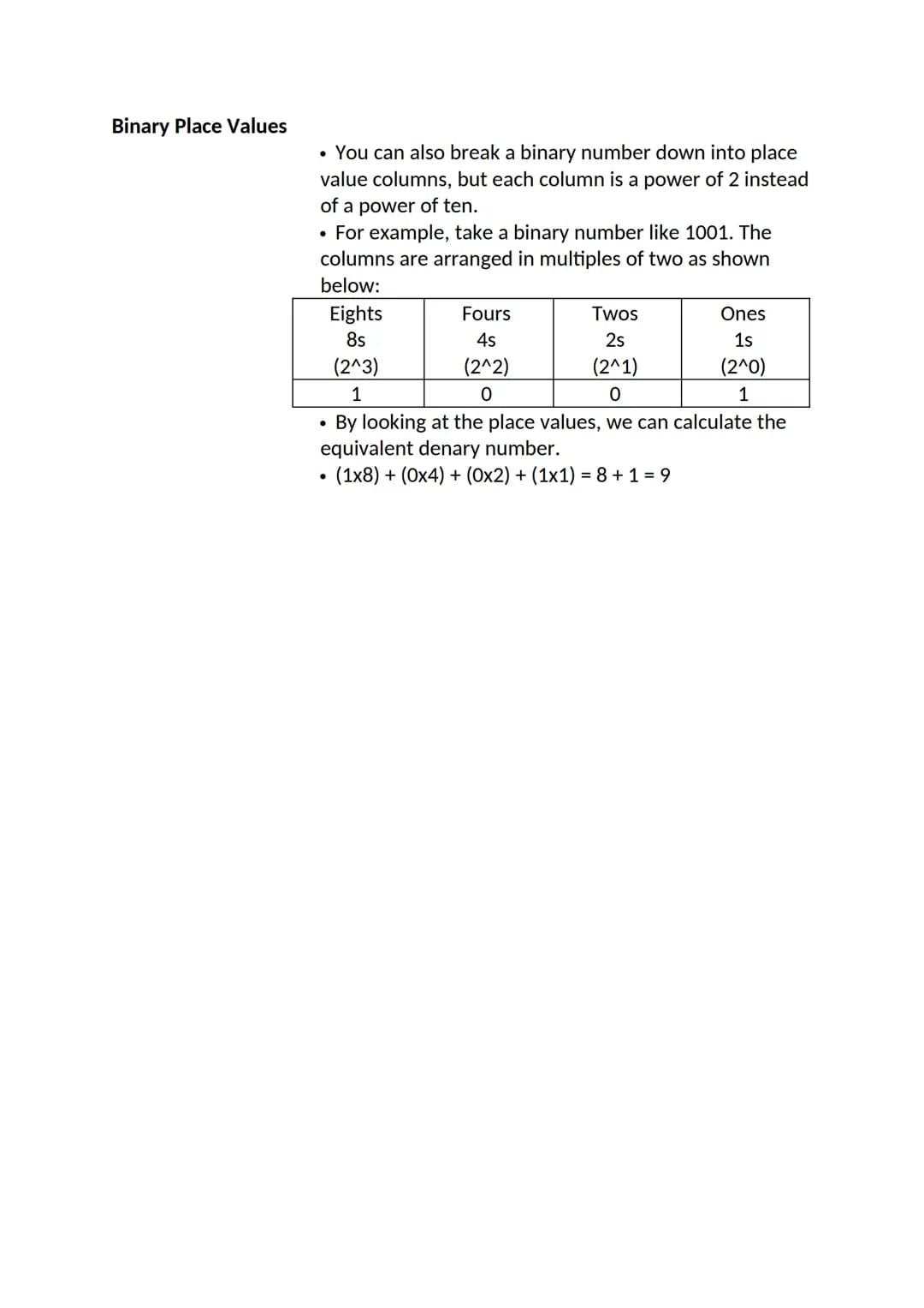 Basic

- Binary contains digits 0 and 1
- A binary digit (bit) is the smallest unit of data in computing. Binary
numbers are made up of bina