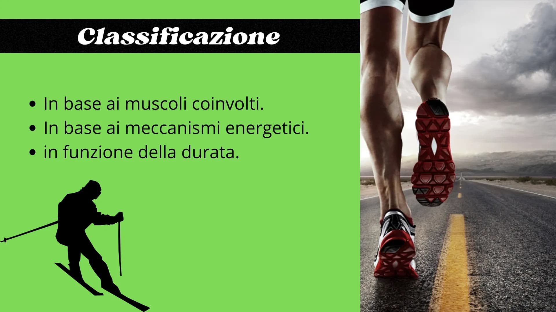 # La resistenza

Scienze motorie # Definizione

La resistenza è la capacità di prolungare nel tempo
un'attività fisica contrastando l'insorg