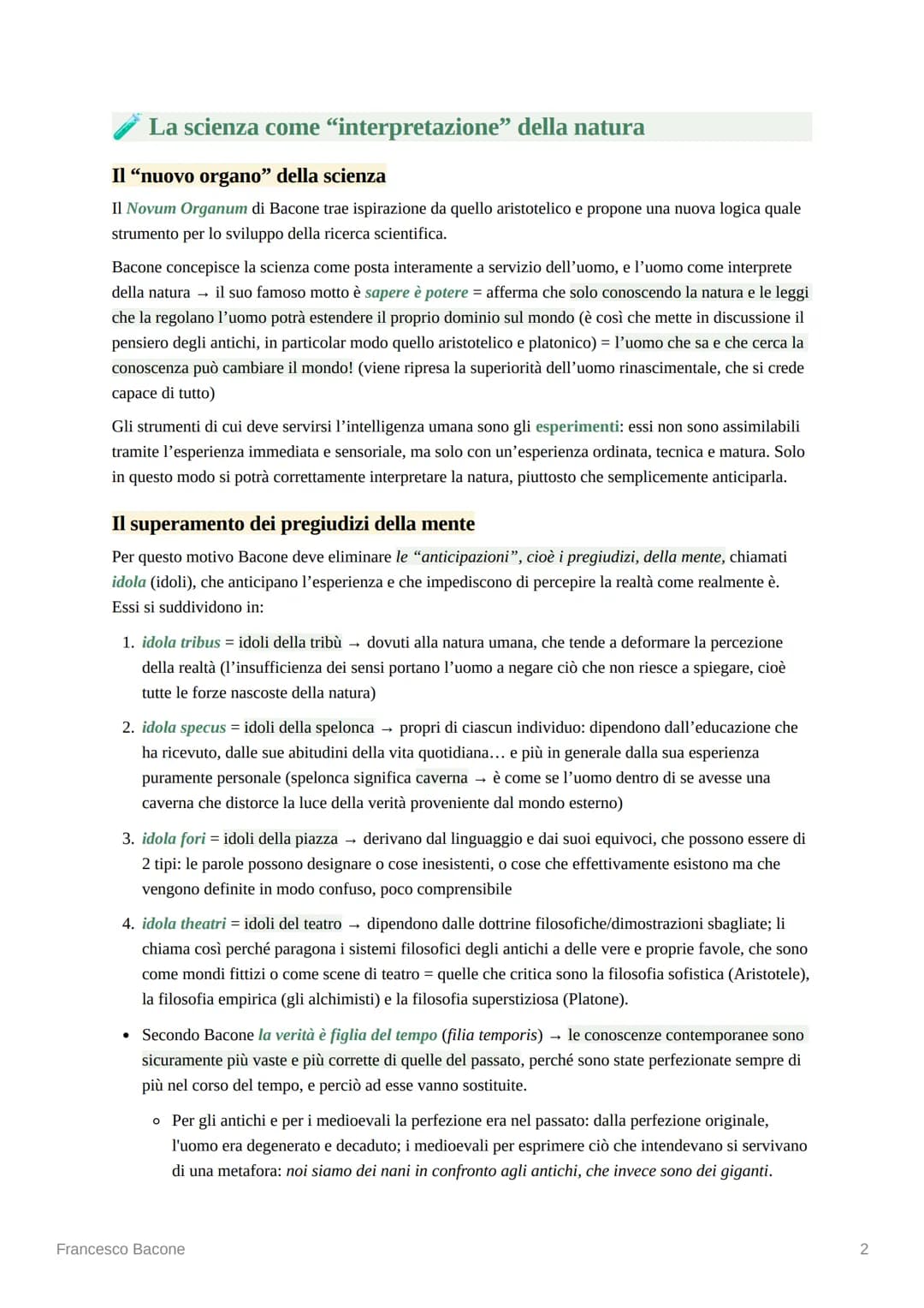 # Francesco Bacone

### I caratteri generali dell'opera di Bacone

Bacone è il primo a ritenere che l'obiettivo della scienza sia quello di 