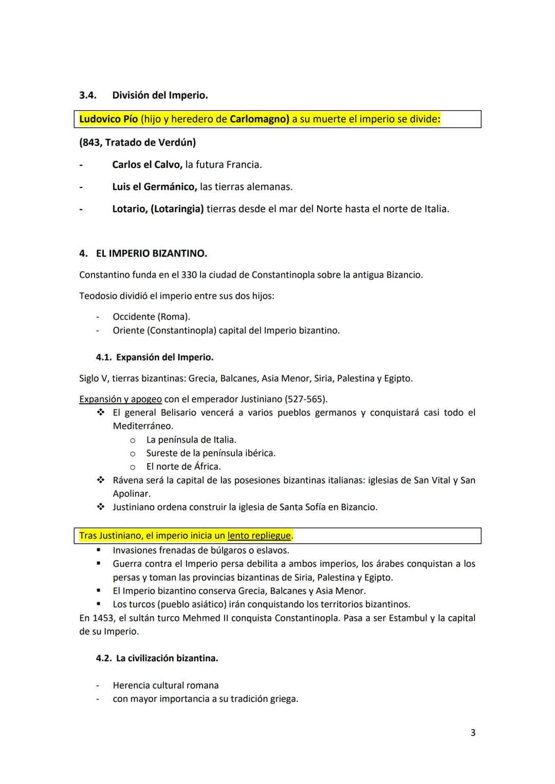 # 1. FRAGMENTACIÓN DEL IMPERIO ROMANO.

395, Teodosio divide el Imperio romano entre sus dos hijos:
- Occidente (Roma) para Honorio.
- Orien