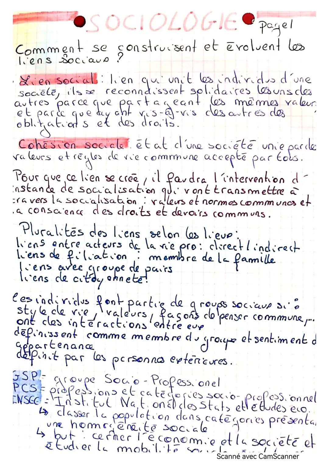 # SOCIOLOGIE Pagel

Comment se construisent et évoluent les
liens sociaus?

•Lien social: lien qui unit les individus d'une
societe, ils se 