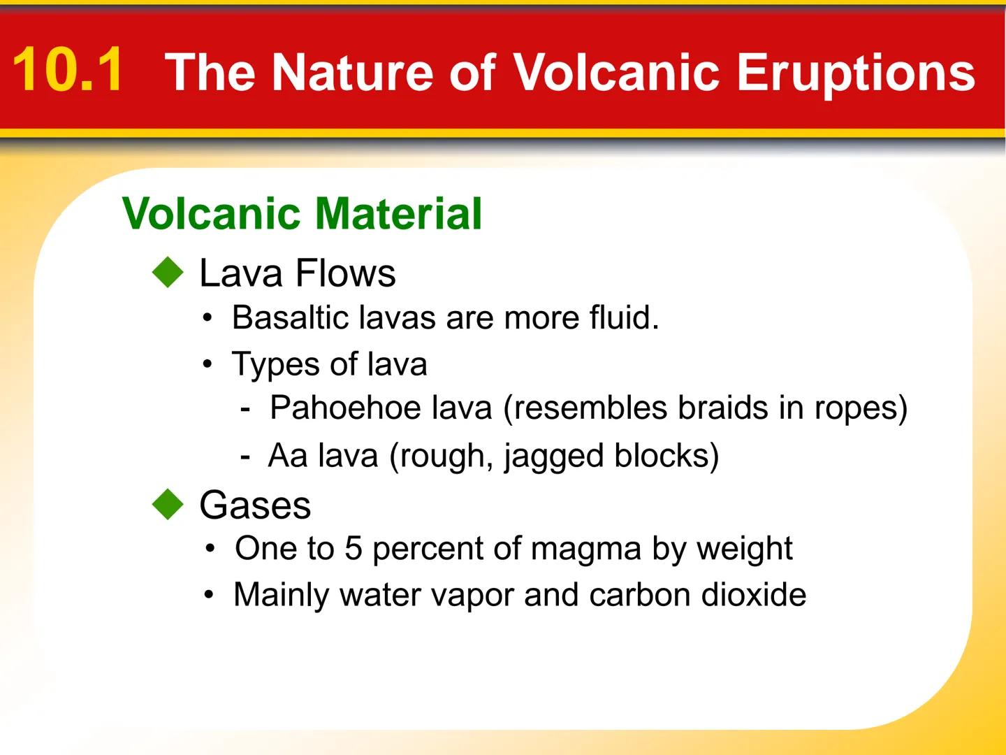 Chapter Volcanoes and Other
10 Igneous Activity # 10.1 The Nature of Volcanic Eruptions

Factors Affecting Eruptions

Factors that determine
