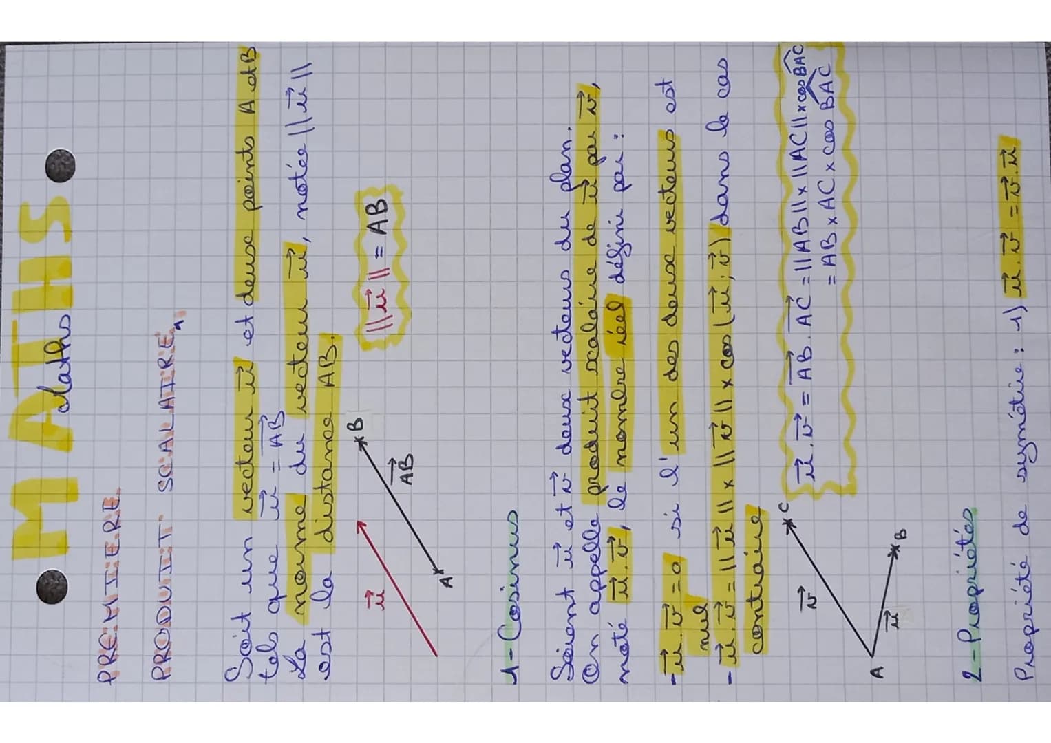 •M Platho HS.

PREMIERE

PRODUIT SCALAIRE

Soit un vecteur $\overrightarrow{u}$ et deuse points A AB
tes que $\overrightarrow{u}$ = $\overri