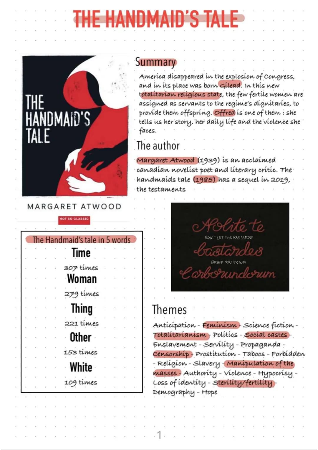 # THE HANDMAID'S TALE

THE
HANDMAID'S
TALE

MARGARET ATWOOD

NOT SO CLASSIC

Summary

America disappeared in the explosion of Congress,
and 