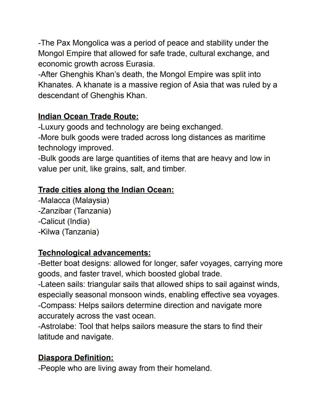 Unit 2: Networks Of Exchange (600 CE-1450 СЕ):
Silk Roads:
-Expands from East Asia to Dar-Al Islam.
-Trade cities are located all along the 