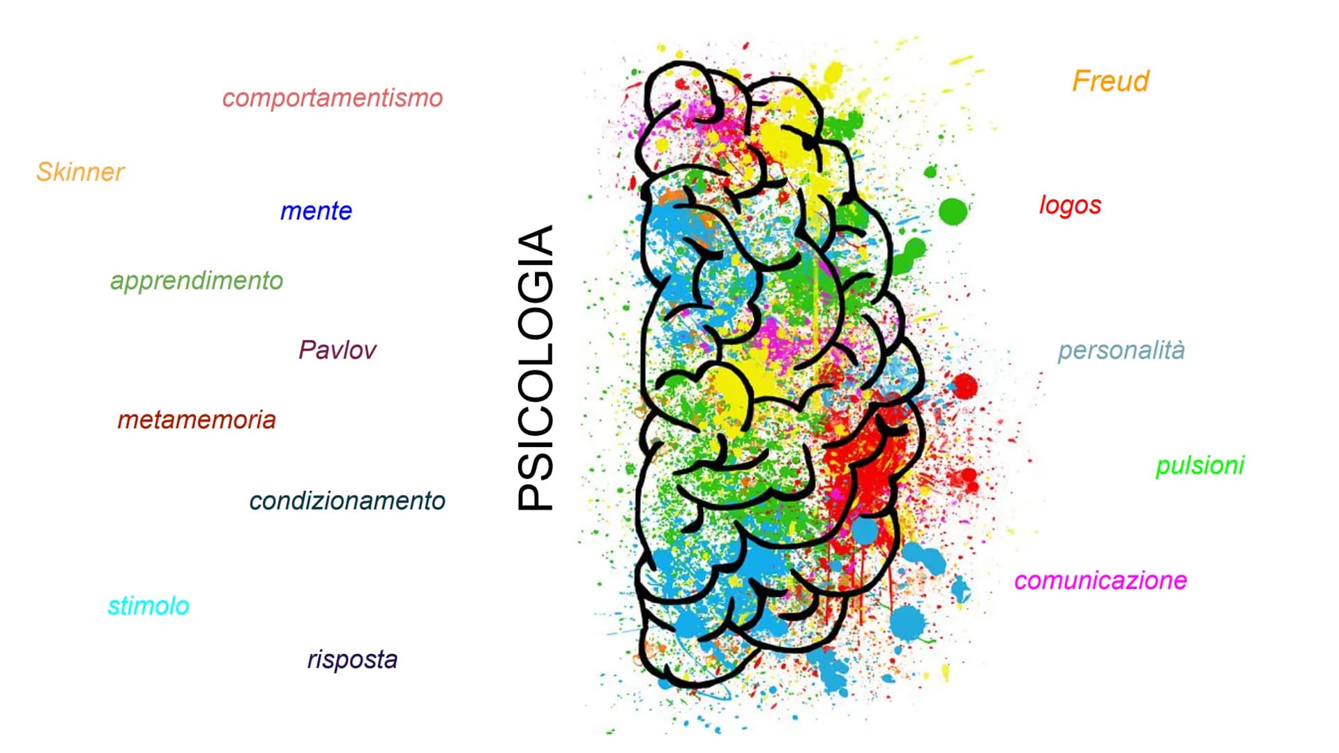 Skinner

comportamentismo

mente

apprendimento

Pavlov

metamemoria

condizionamento

stimolo

risposta

PSICOLOGIA

Freud

logos

personal