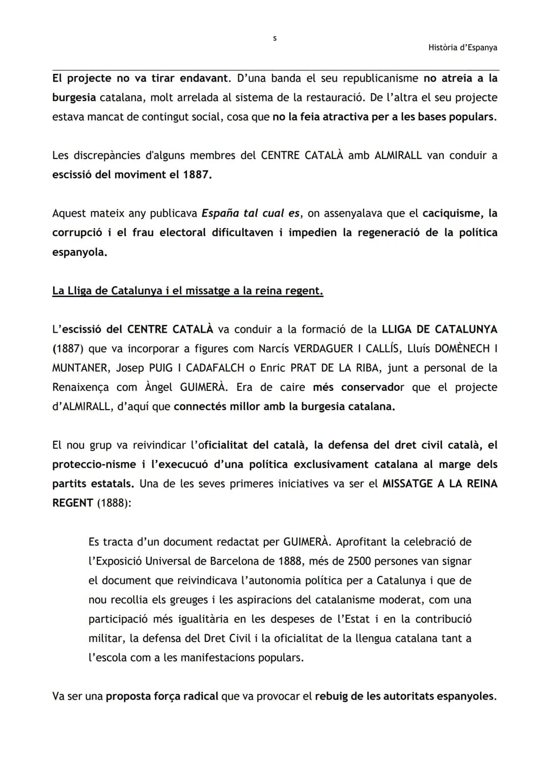 Història d'Espanya

BLOC 2. EL CATALANISME (1833 - 1931)

2.1. ORÍGENS I CONSOLIDACIÓ DEL CATALANISME (1833 - 1901)

2.1.1. ORÍGENS DEL CATA