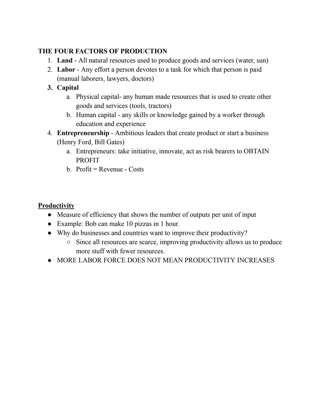 # 1. 1 Notes
Basic Economic Concepts

Scarcity: We have unlimited wants but limited resources

Economics: Study of making choices, Science o