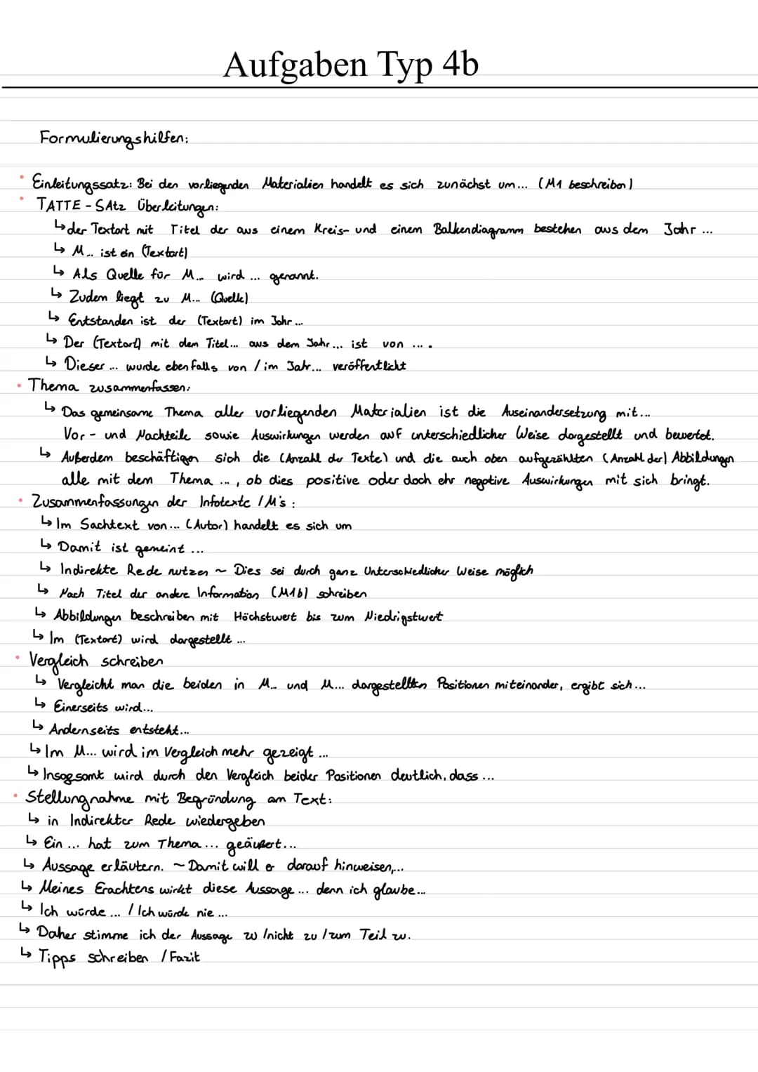 # Aufgaben Typ 4b

Tipps:

- Schreibaufgabe verschiedend farbig markieren und dem entsprechende Informationen in Text zuordnen,
- (besserer 