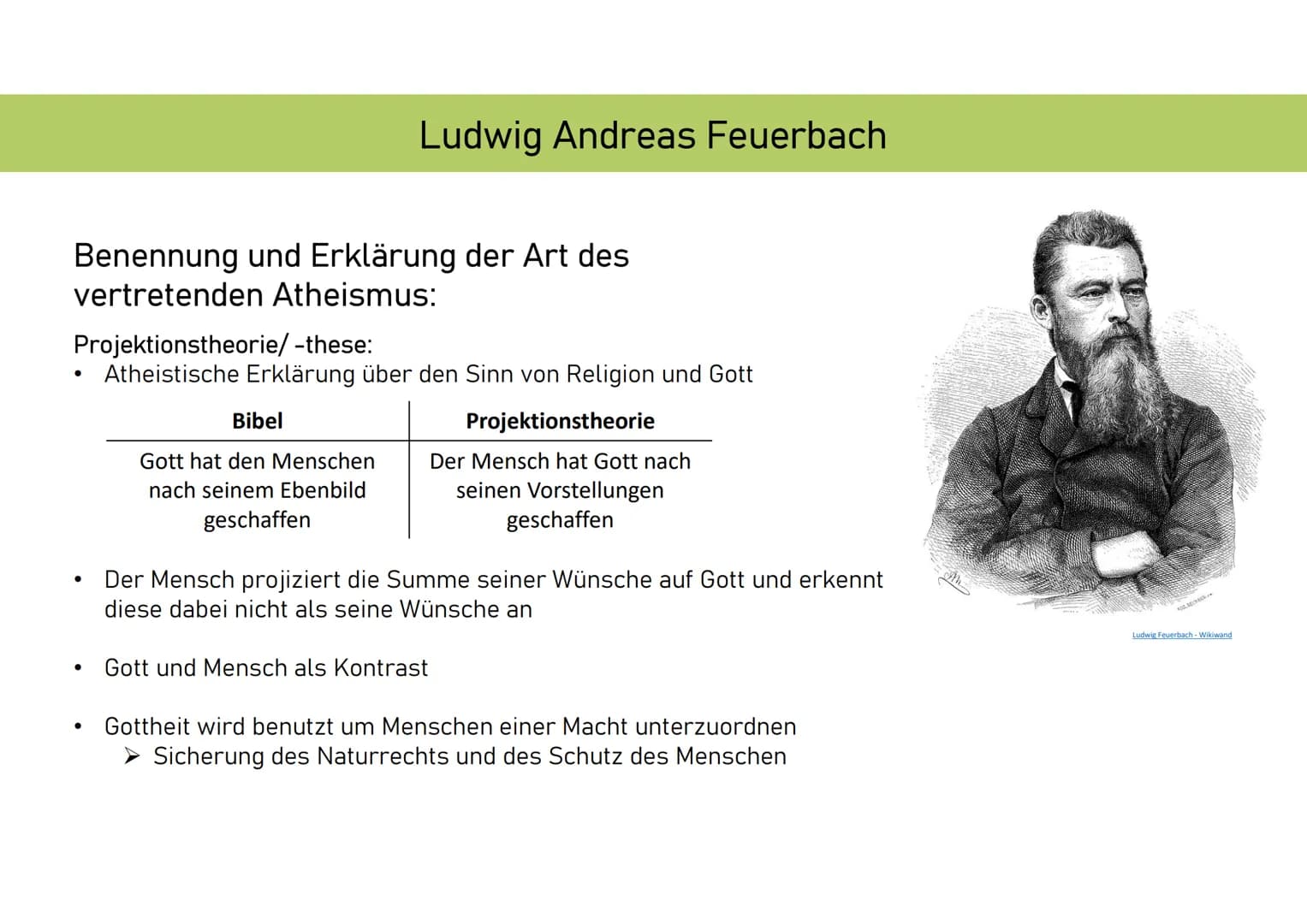 „Und Gott schuf den Menschen
nach seinem Bilde“ (1.Mose 1,27) Ludwig Andreas Feuerbach

Kurzbiografie:
* 28. Juli 1804 in Landshut
* Besucht
