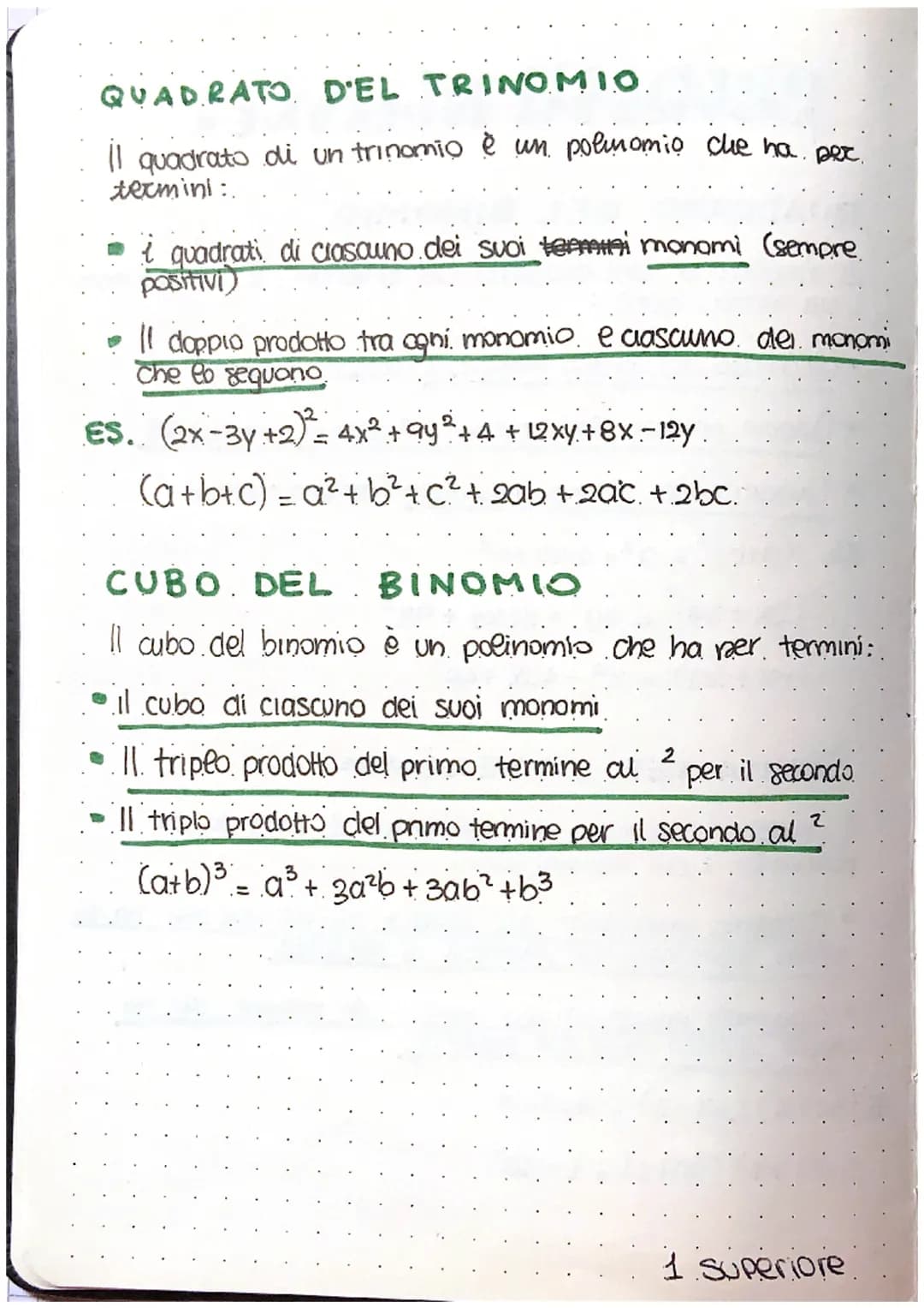 # PRODOTU NOTEVOLI

QUADRATO DEL BIΝΟΜΙΟ

le. risultato del quadrato del binomio è un polinomio
! cui termini sono:

- Quadrato del primo mo