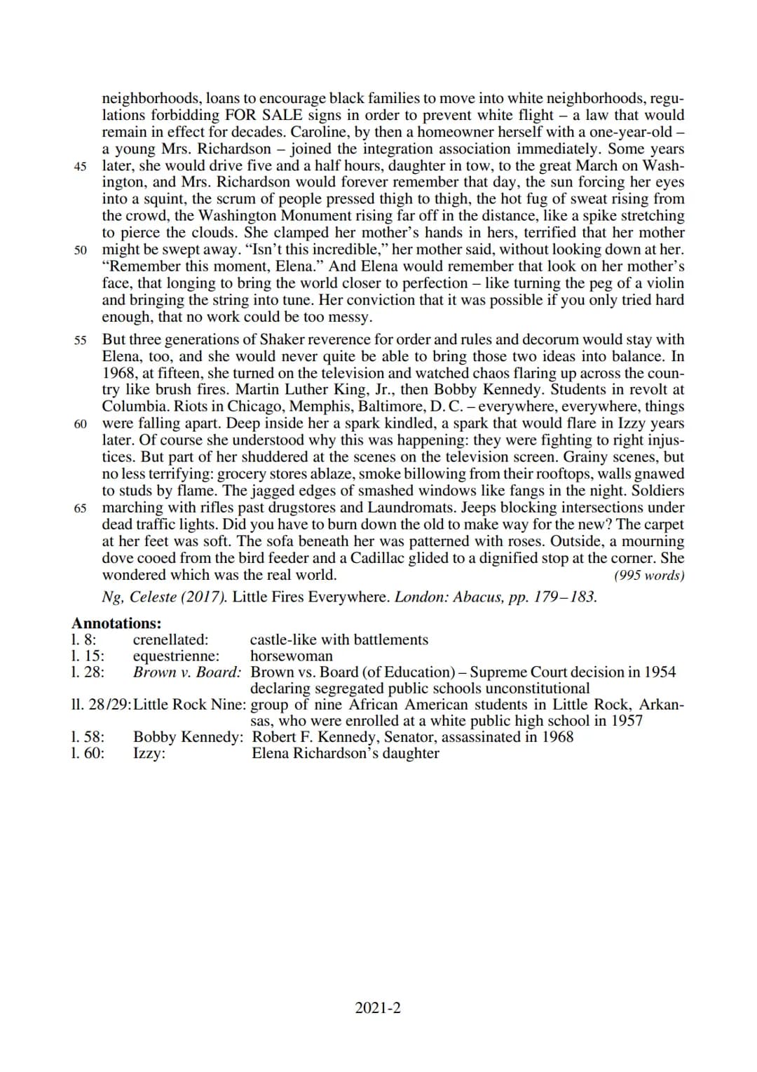 # Abiturprüfung Sachsen - Englisch Leistungskurs
2021

Teil A: Text

Celeste Ng: Shaker Heights

Shaker Heights is the name of a suburb of C