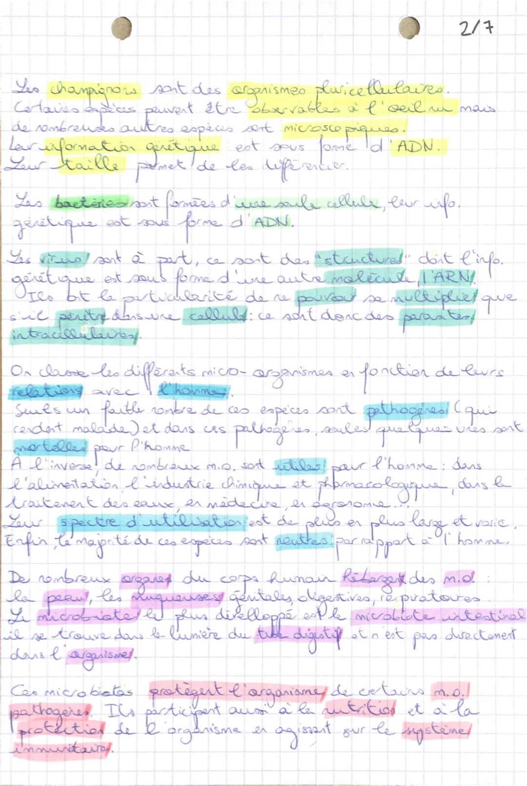 •SVT

1/7

LE MONDE MICROBIEN ET NOTRE ORGANISME:

MICRO-ORGANISME = arganisme vivant, de petite
taille, visible au microscope. $1 µm = 10^{