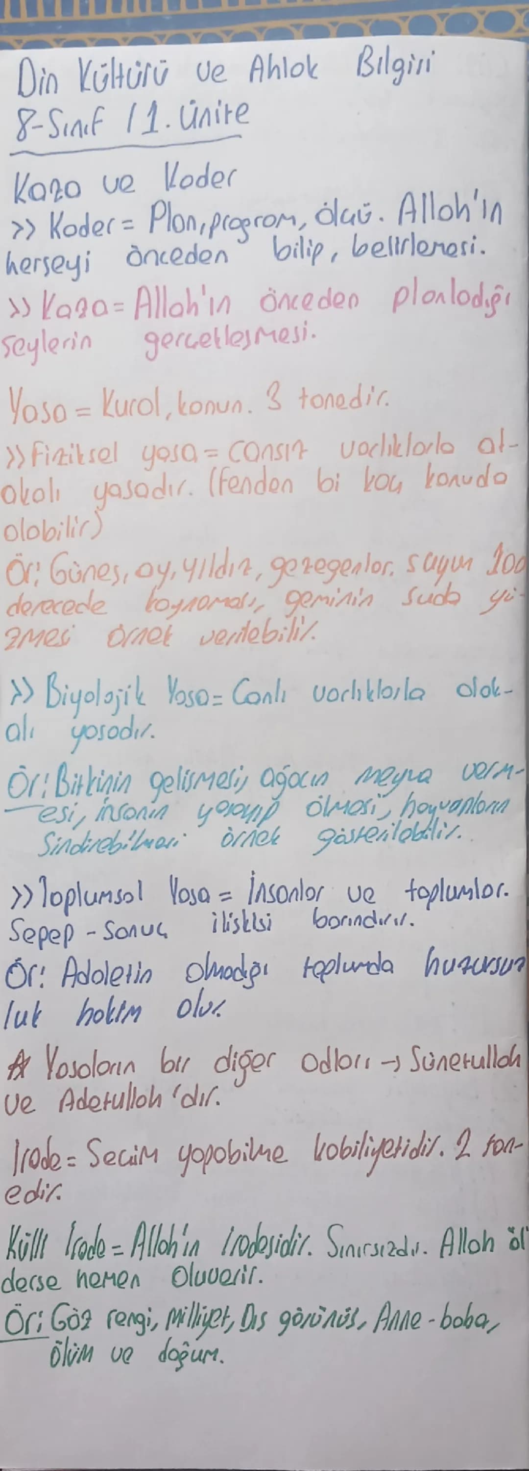Din Kültürü ve Ahlak Bilgisi
8-Sınıf 11. Unite

Kazo ve Koder
>> Koder = Plon, progrom, duü. Alloh'in
herseyi önceden bilip, belirlemesi.
>>