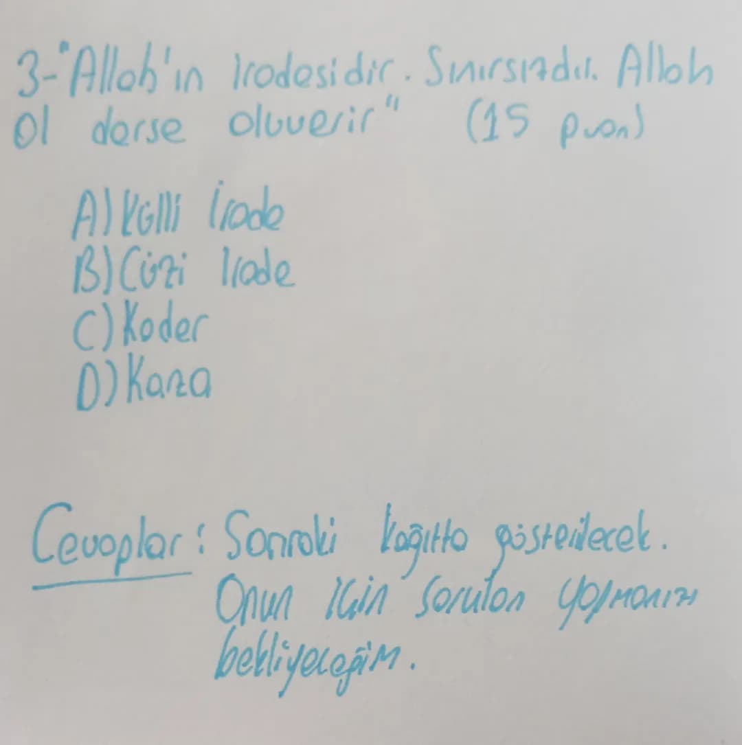 Din Kültürü ve Ahlak Bilgisi
8-Sınıf 11. Unite

Kazo ve Koder
>> Koder = Plon, progrom, duü. Alloh'in
herseyi önceden bilip, belirlemesi.
>>