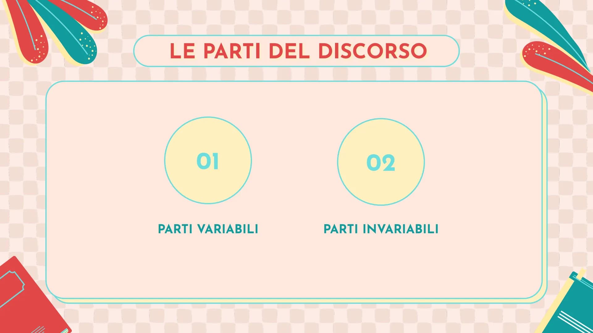 # ANALISI
## GRAMMATICALE # LE PARTI DEL DISCORSO

01

PARTI VARIABILI

02

PARTI INVARIABILI # 01

LE PARTI VARIABILI

articoli, nomi, agge
