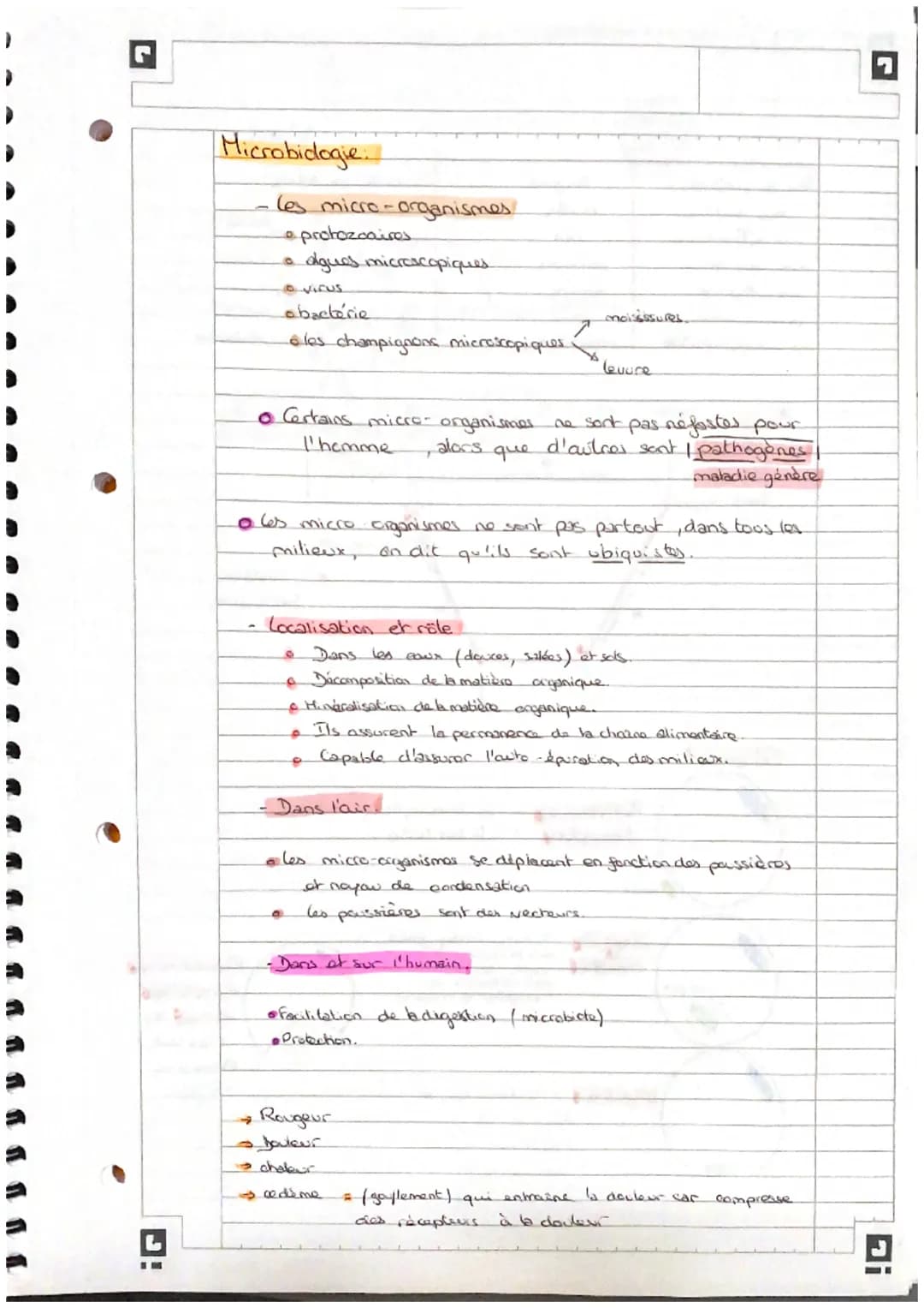 # Microbidogie.

- les micro-organismes

  eprotozoaires

  • dgues micracopiques.

  VICUS

  @bactérie

  eles champignons microscopiques.