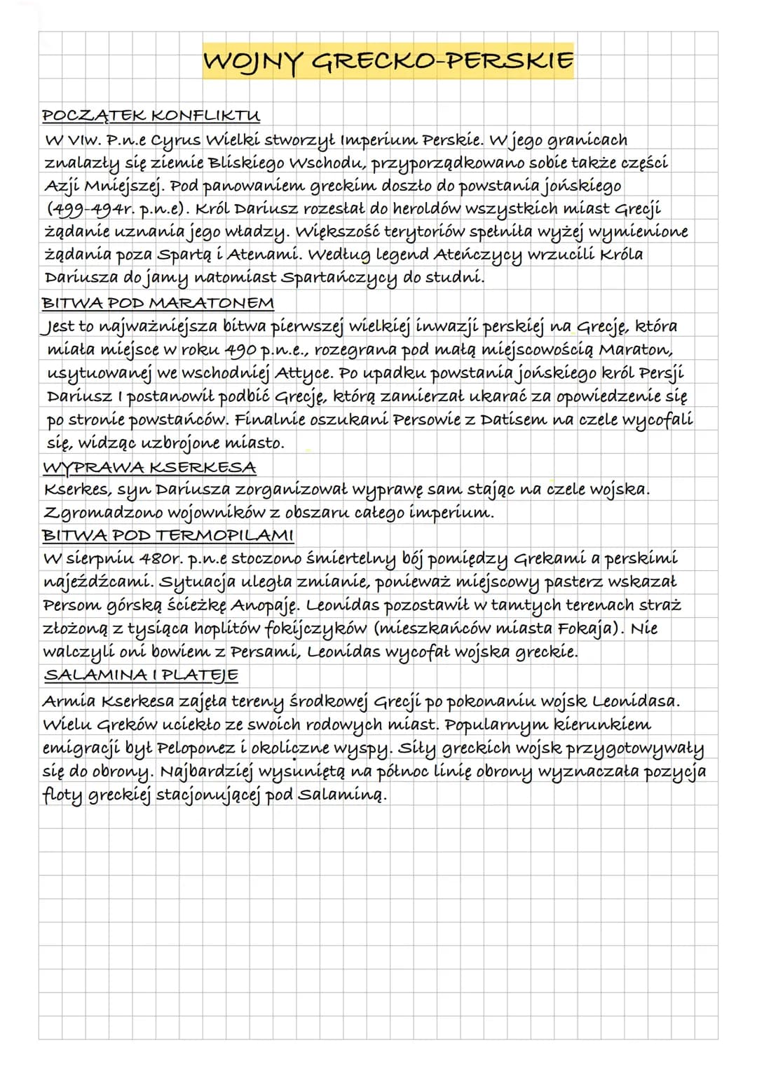 # WOJNY GRECKO-PERSKIE

POCZĄTEK KONFLIKTU

W Viw. P.n.e Cyrus Wielki stworzył Imperium Perskie. W jego granicach
znalazły się ziemie Bliski