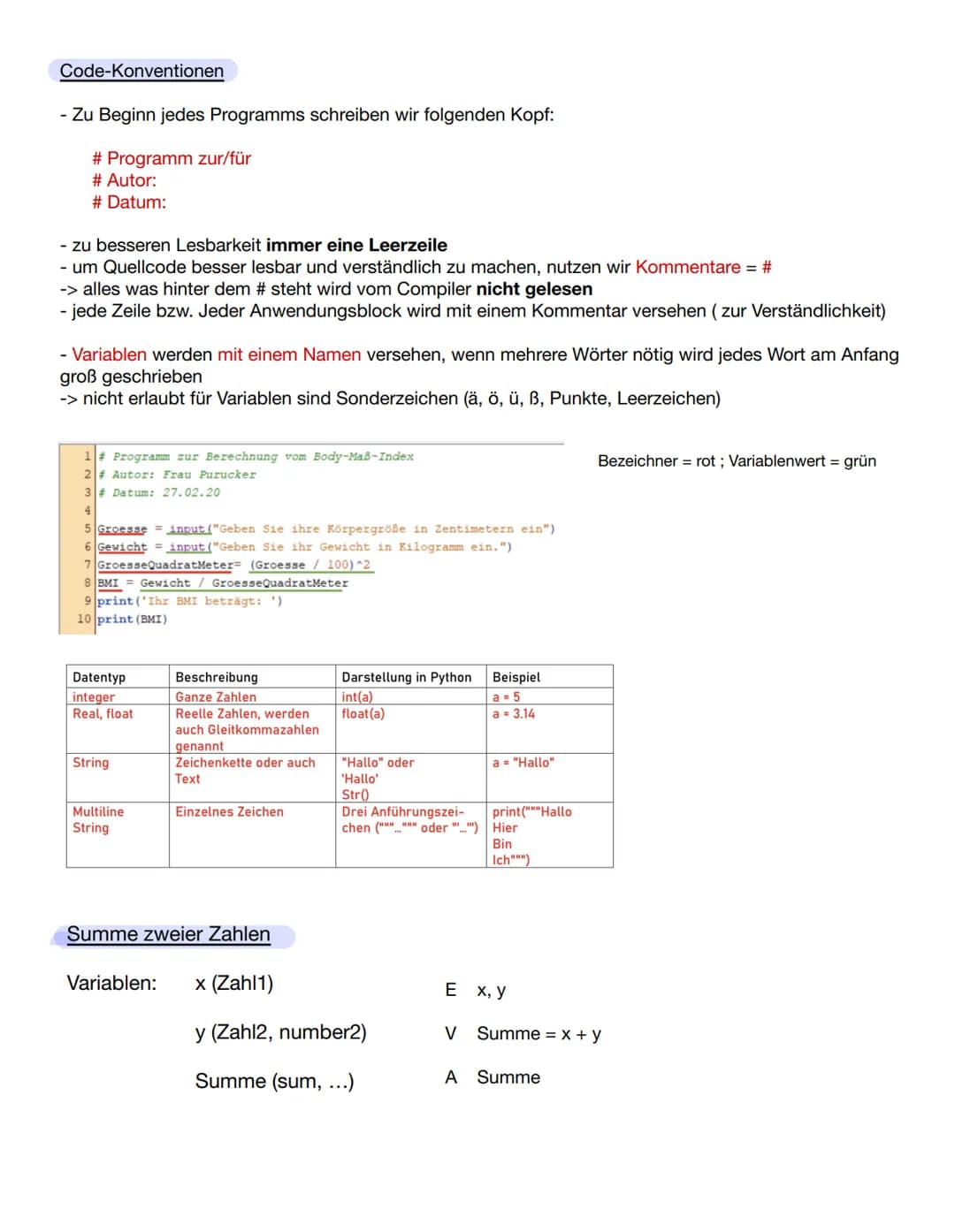 Programmieren # Die Tätigkeit „Programmieren"

- aus Sicht des EVA-Prinzips: Eine Rechenanlage bzw. Ein Computer ist ein
Informationsverarbe