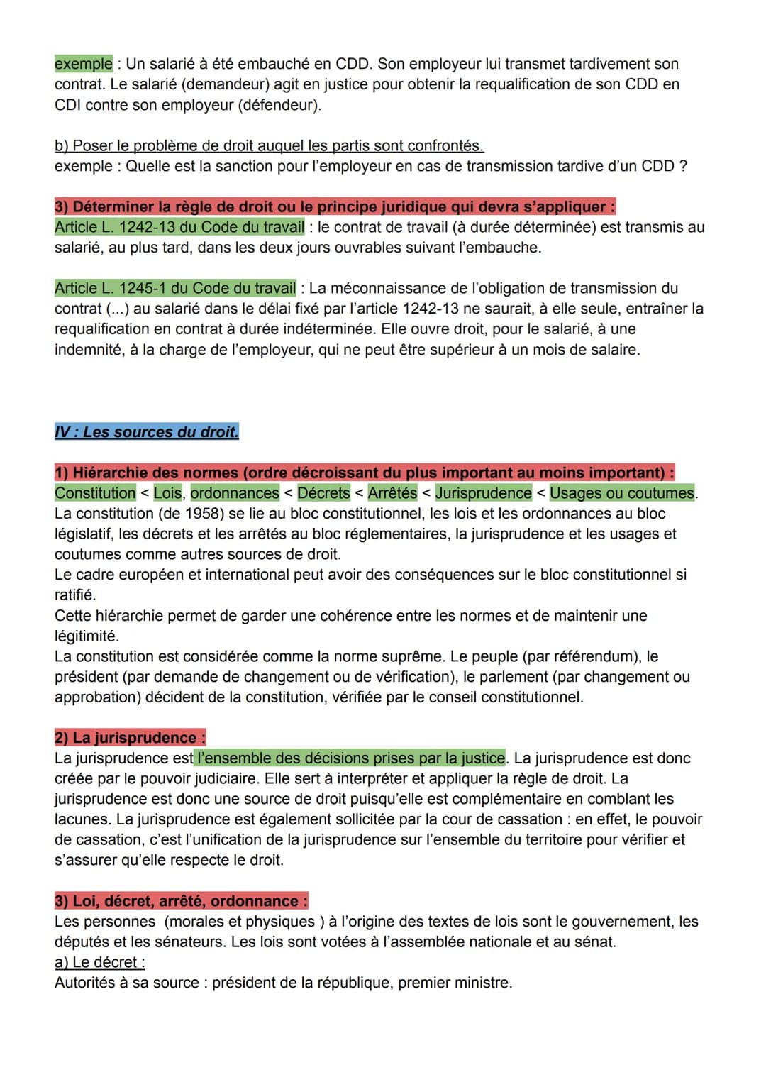 # Synthèse cours d'introduction au droit :

1: Qu'est-ce que le droit et que permet-il?

1) Principes du droit :

- Le droit peut sanctionne