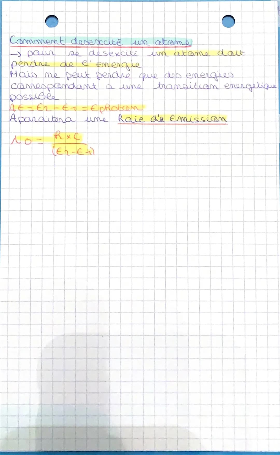 # •PHYSIQUE

Le Photon

Les condes lumineuses
- caracterisé par sa frequence v (Hz)
- par sa longueur d'ande ds le vide $\lambda o$

$\lambd