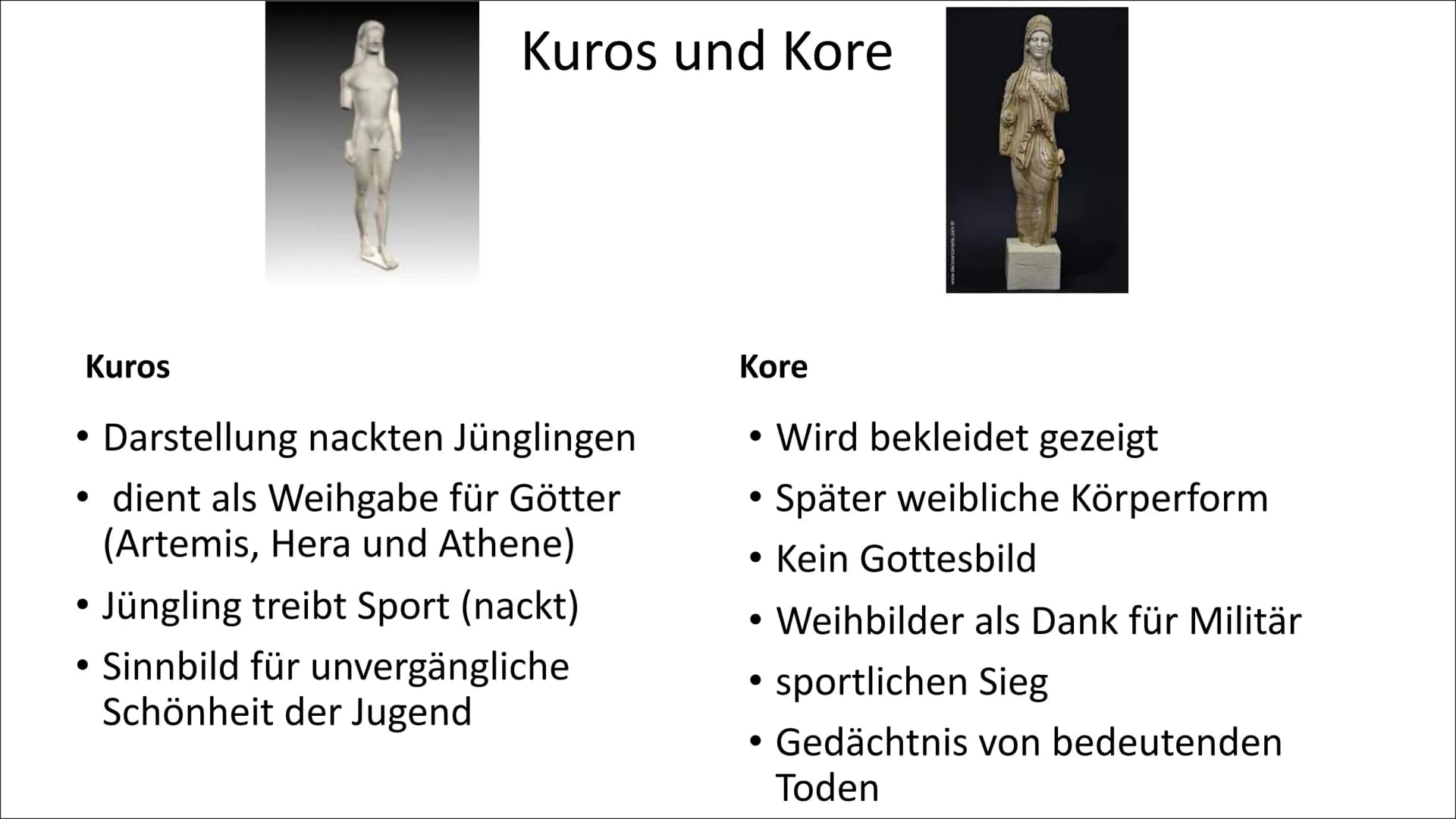 # Griechische Antike

und ihre Kunstperioden # Gliederung

- Griechische Antike
- Archaik
- Klassik
- Hellenismus
- Vergleich
- Menschenbild