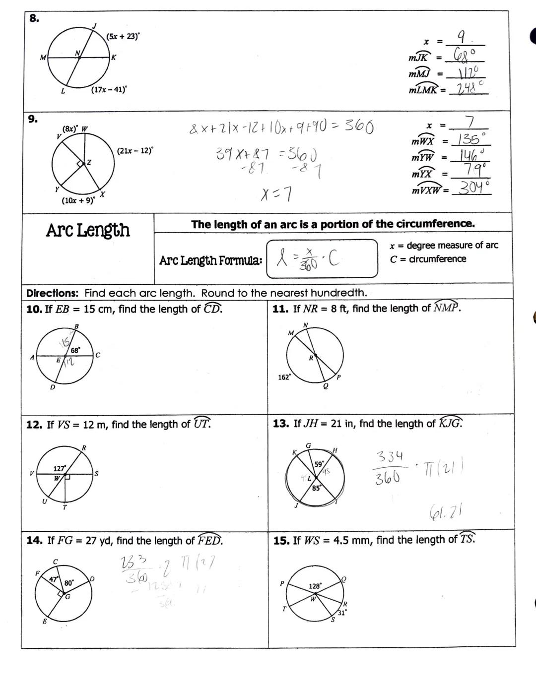 Topic:

Main Ideas/Questions
Central Angles
& Arc Measures



A

Notes
A central angle is an angle with its vertex at the Center of the
circ