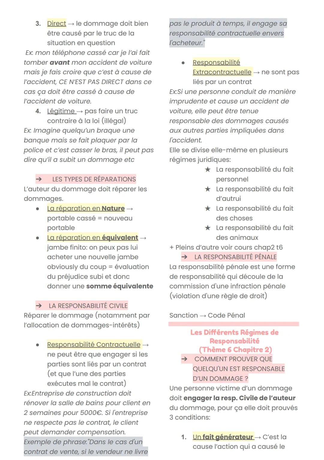 # Droit

QUALIFIER + RÉSUMER LES FAITS

- Qualifier les parties
- Donner les liens (contrat)
- Problème?
- Conséquence?

ARGUMENTATION JURID