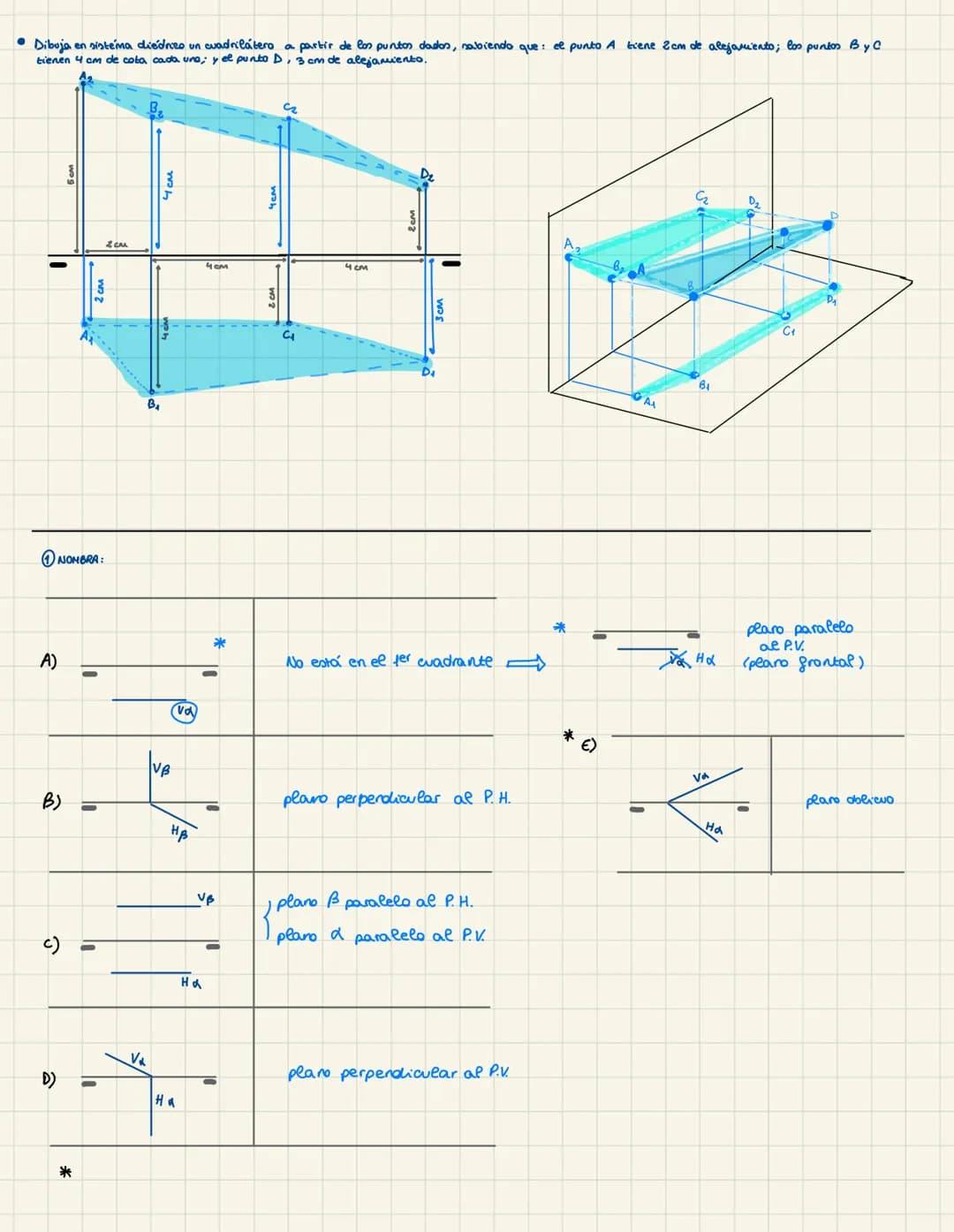 # PLÁSTICA
4º ESO # Sistema diédrico

## EL PUNTO

Plano Vertical
P.V.

Línea de Tierra
L.T

Plano Horizontal
P.H.

II

R

alejamiento

P.V.