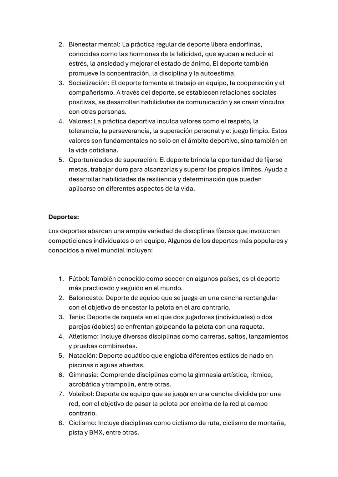 # EL DEPORTE

Concepto:

El deporte es una actividad física reglamentada que se realiza con el objetivo de
mejorar la condición física, la s