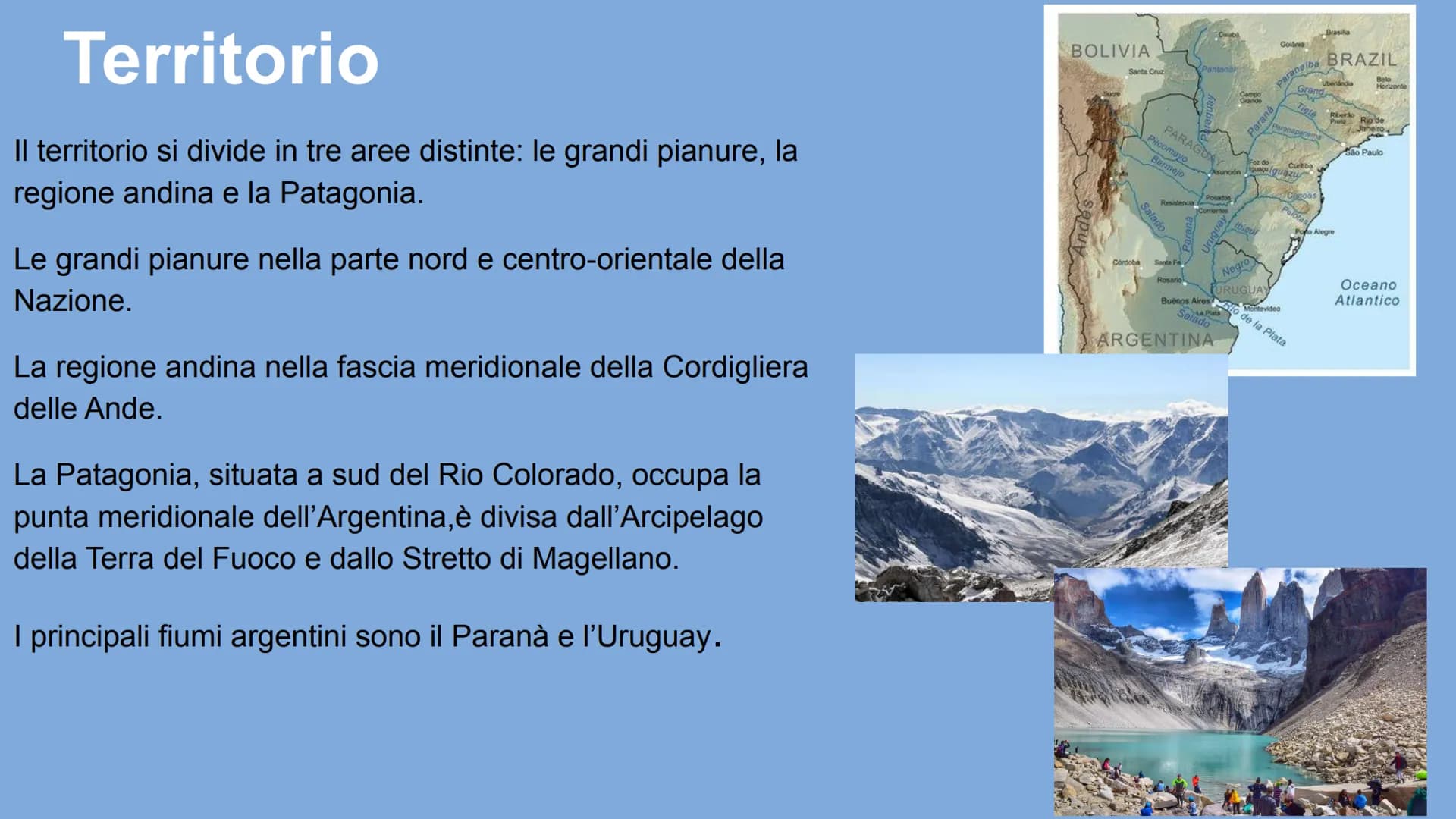Argentina🇦🇷 # Confini

W E

È lo Stato più vasto tra quelli
dell'America Meridionale.

Confina:

a Ovest e a Sud con il Cile;

a Nord con 