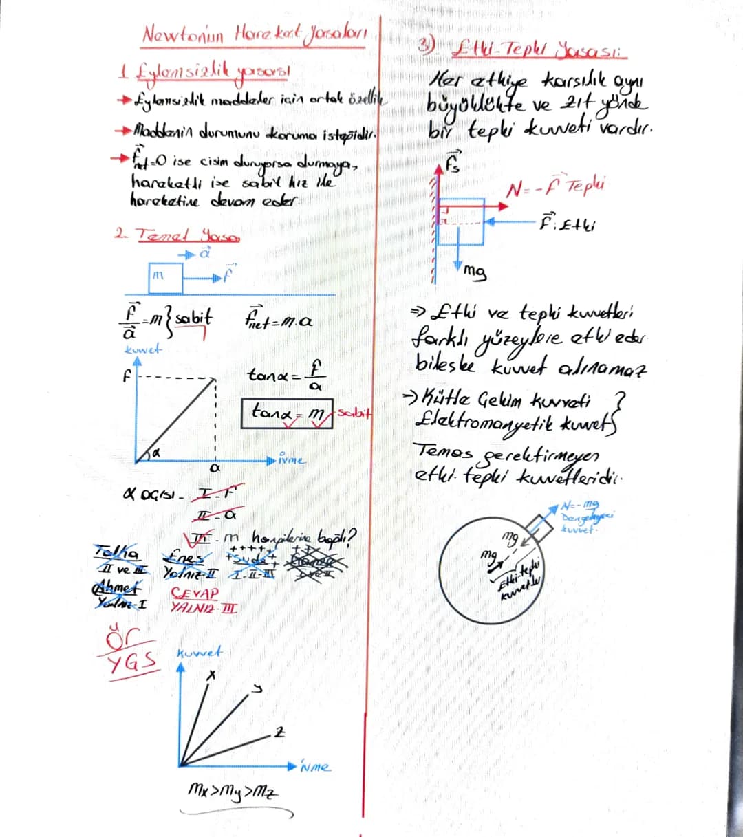 # Newtonun Hareket yasaları

1 Eylamsizlik yoxsarsı

→Eytansielik maddeler için ortak özellik

- ise
Maddenin durumunu koruma isteğidir.

→$