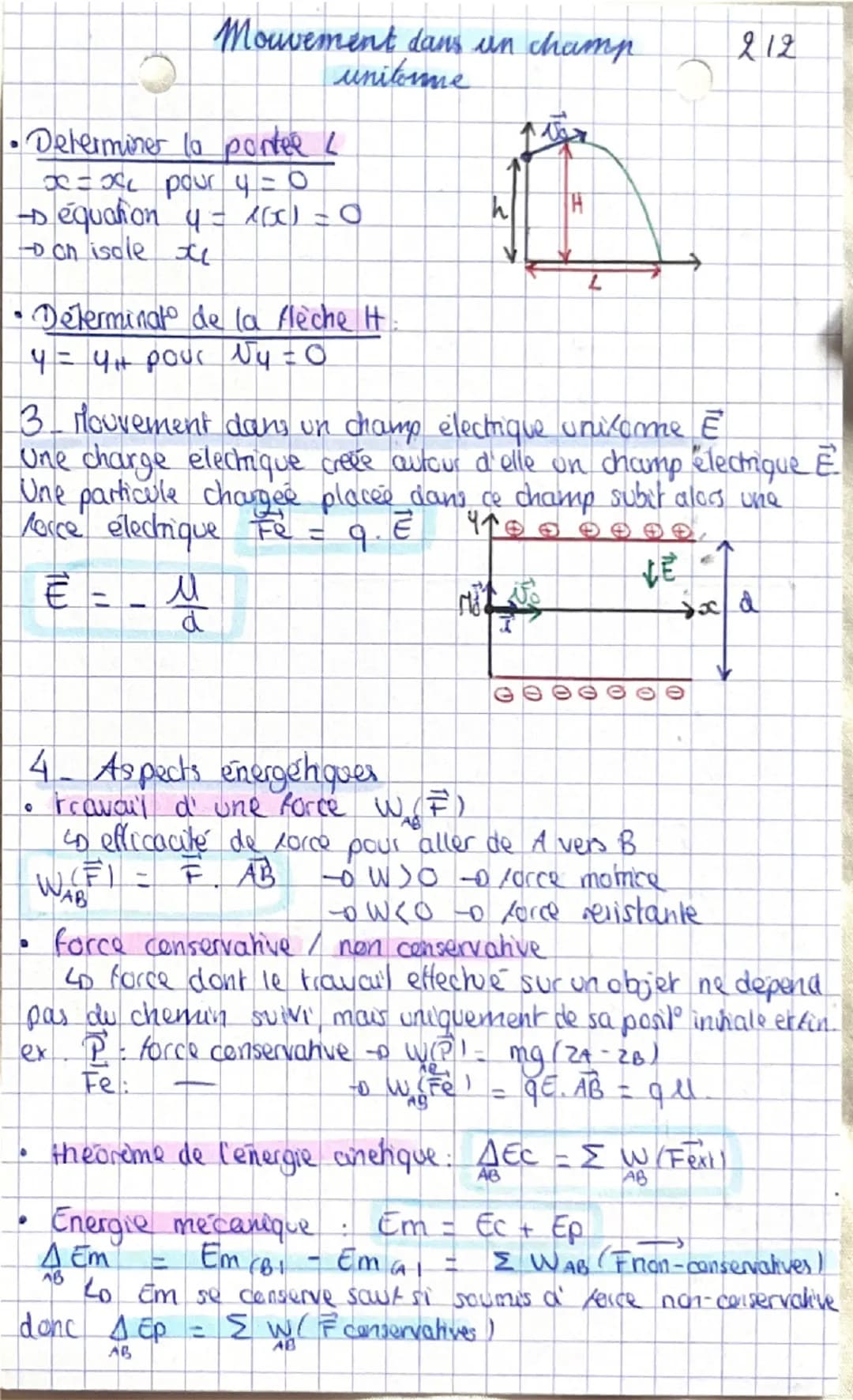PHYSIQUE Description d'un mouvement Chap 1
1) Les differents vecheurs equations horaire
• le vecheur position (m)  ($\overrightarrow{OM}$(t)