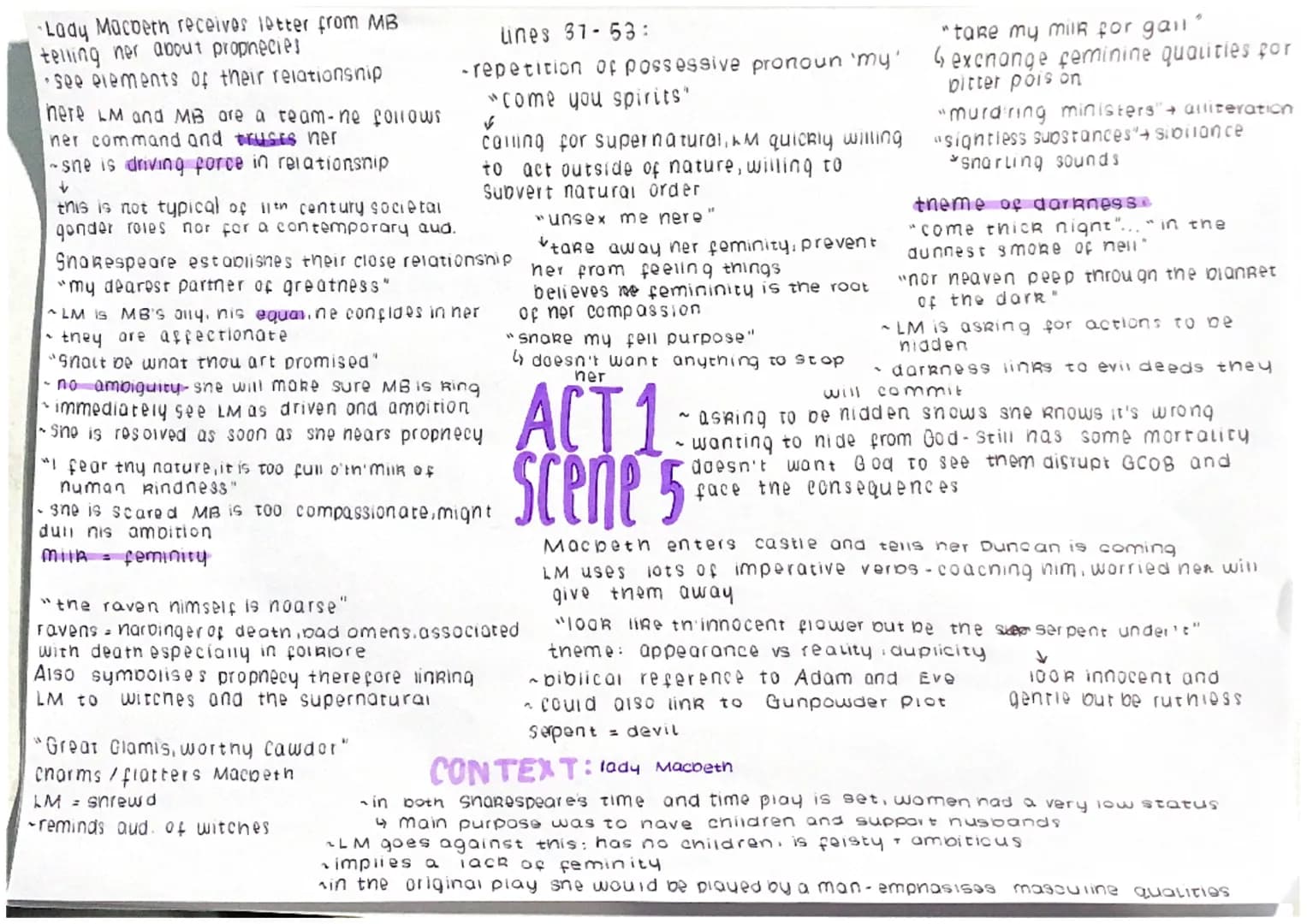 # Lady Macbeth receives letter from MB
telling her about prophecies
*   see elements of their relationship

here LM and MB are a team-ne fol