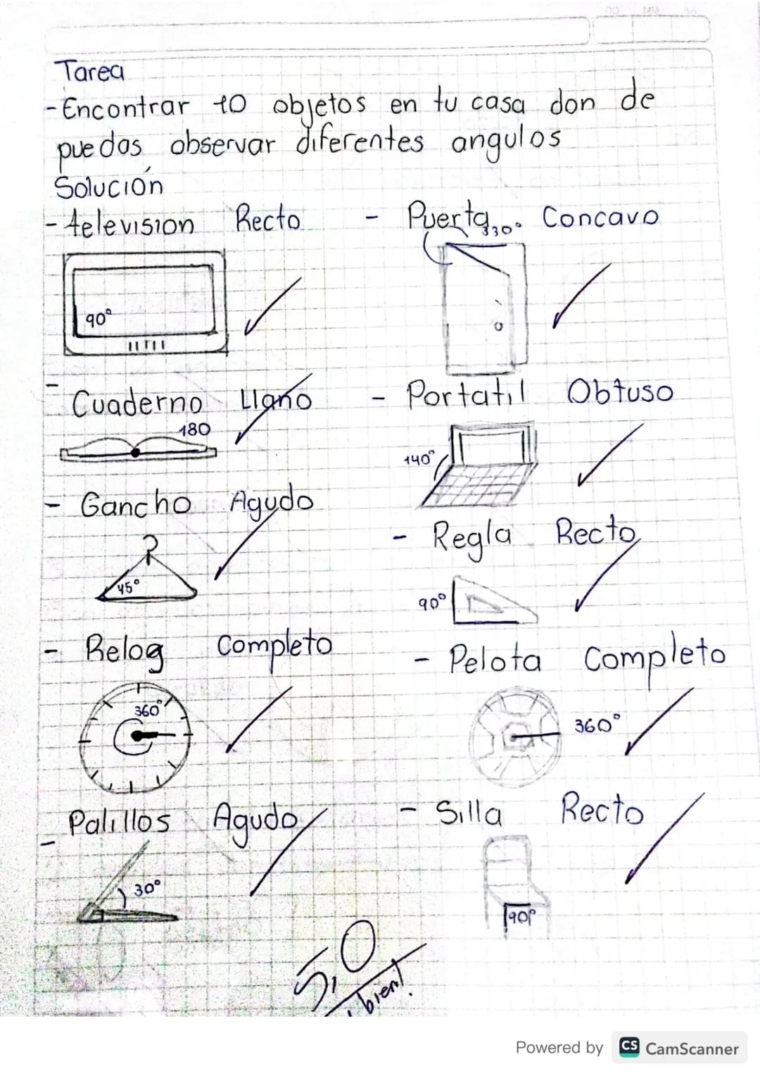 Tarea
- Consultar la definición de los ángulos, sus elemen-
tos con representación gráfica
Solución

Definición:
Porción Indefinida del plan
