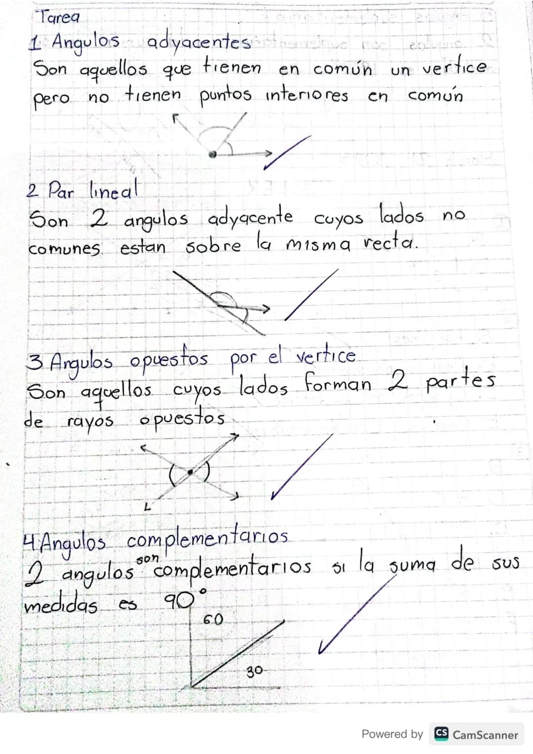 Tarea
- Consultar la definición de los ángulos, sus elemen-
tos con representación gráfica
Solución

Definición:
Porción Indefinida del plan