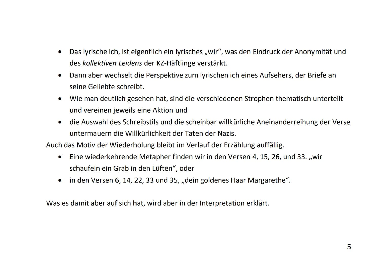 Schwarze Milch der Frühe wir trinken sie abends wir trinken sie mittags und morgens wir
trinken sie nachts.

Erstmal hört sich das jetzt seh