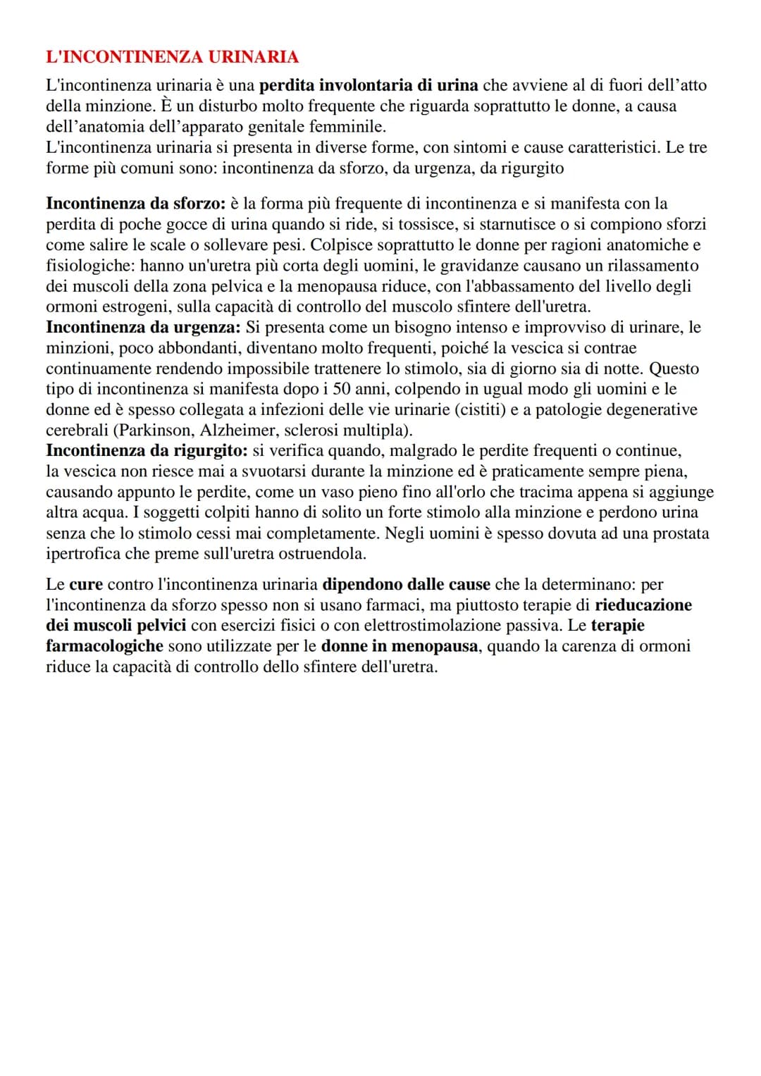 # Apparato urinario o escretore

L'apparato urinario (o escretore) è l'insieme degli organi e delle strutture il cui compito
è quello di fil